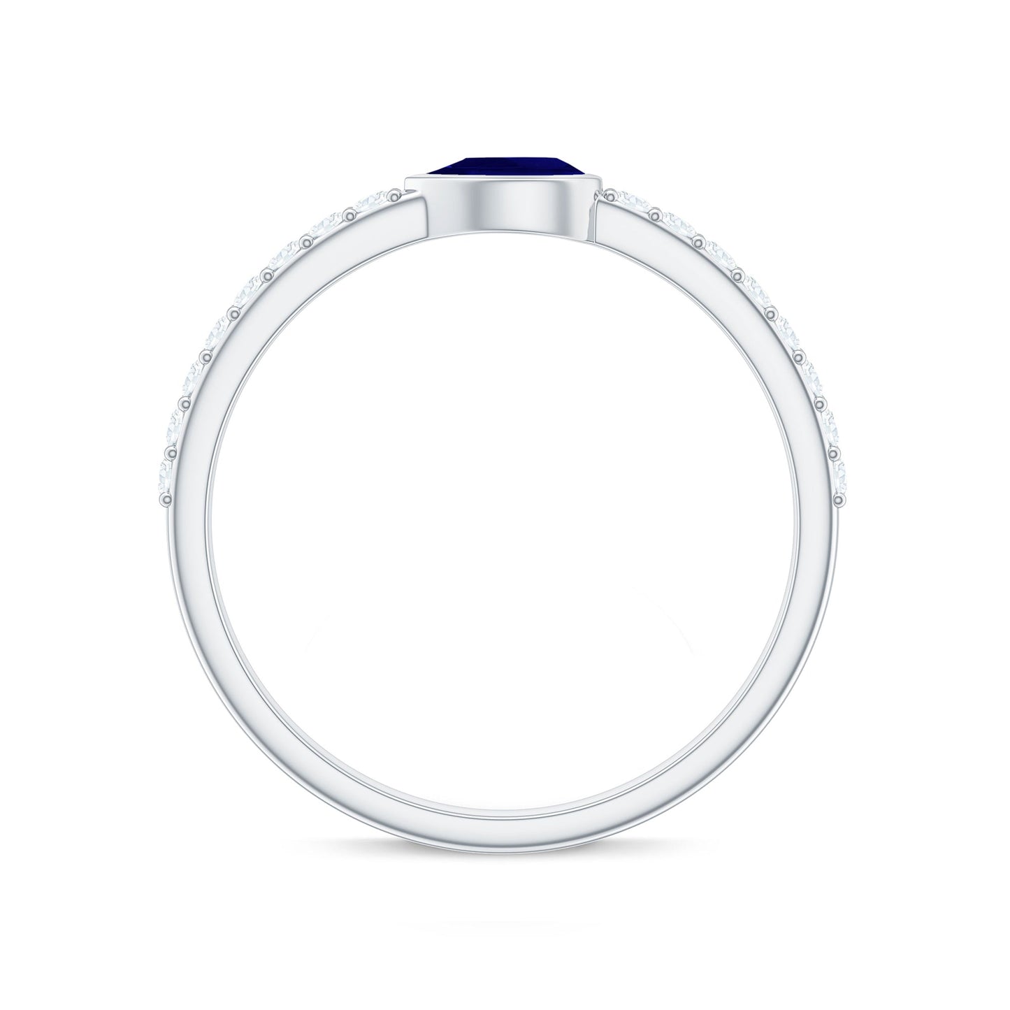 Real Pear Shape Blue Sapphire Promise Ring with Diamond