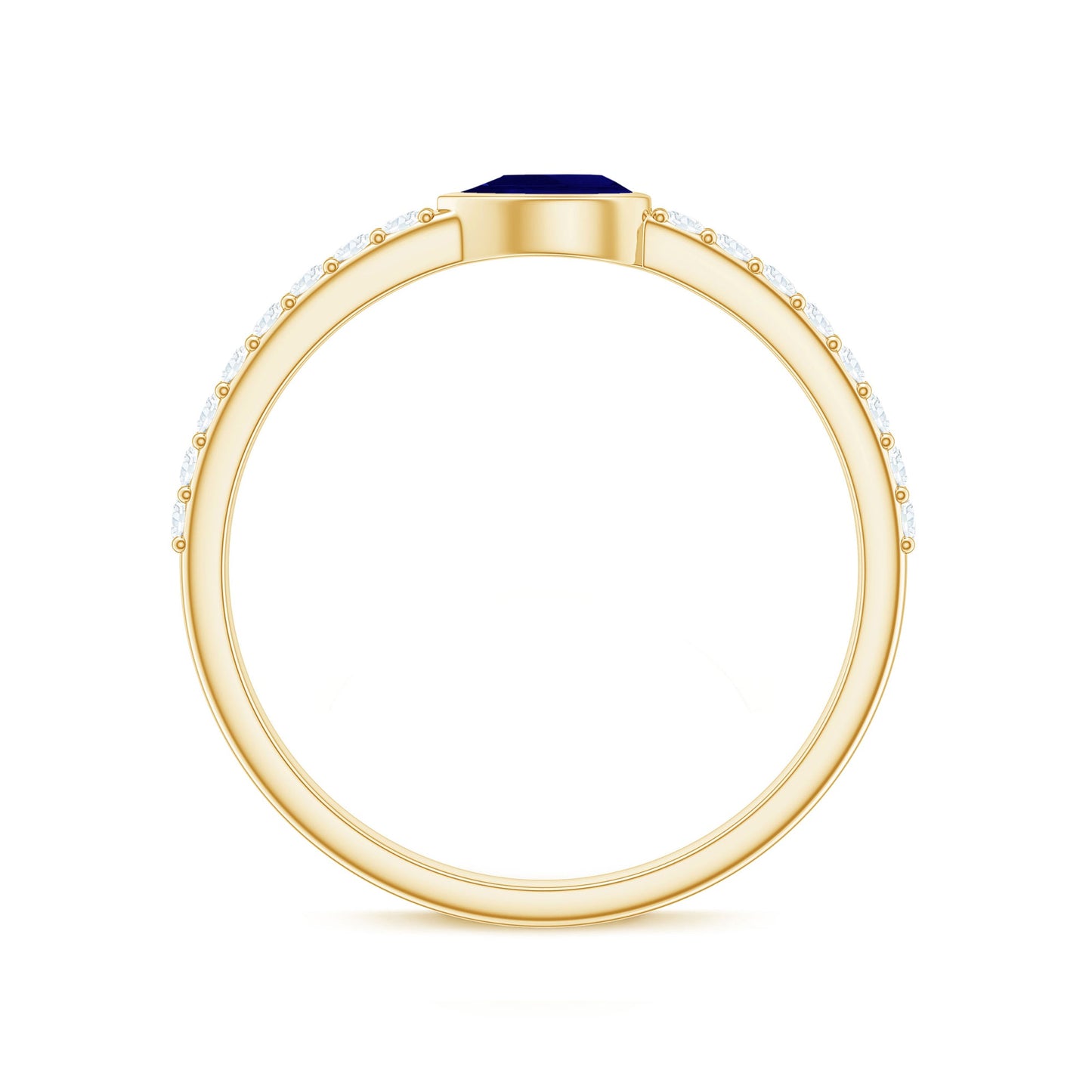 Real Pear Shape Blue Sapphire Promise Ring with Diamond
