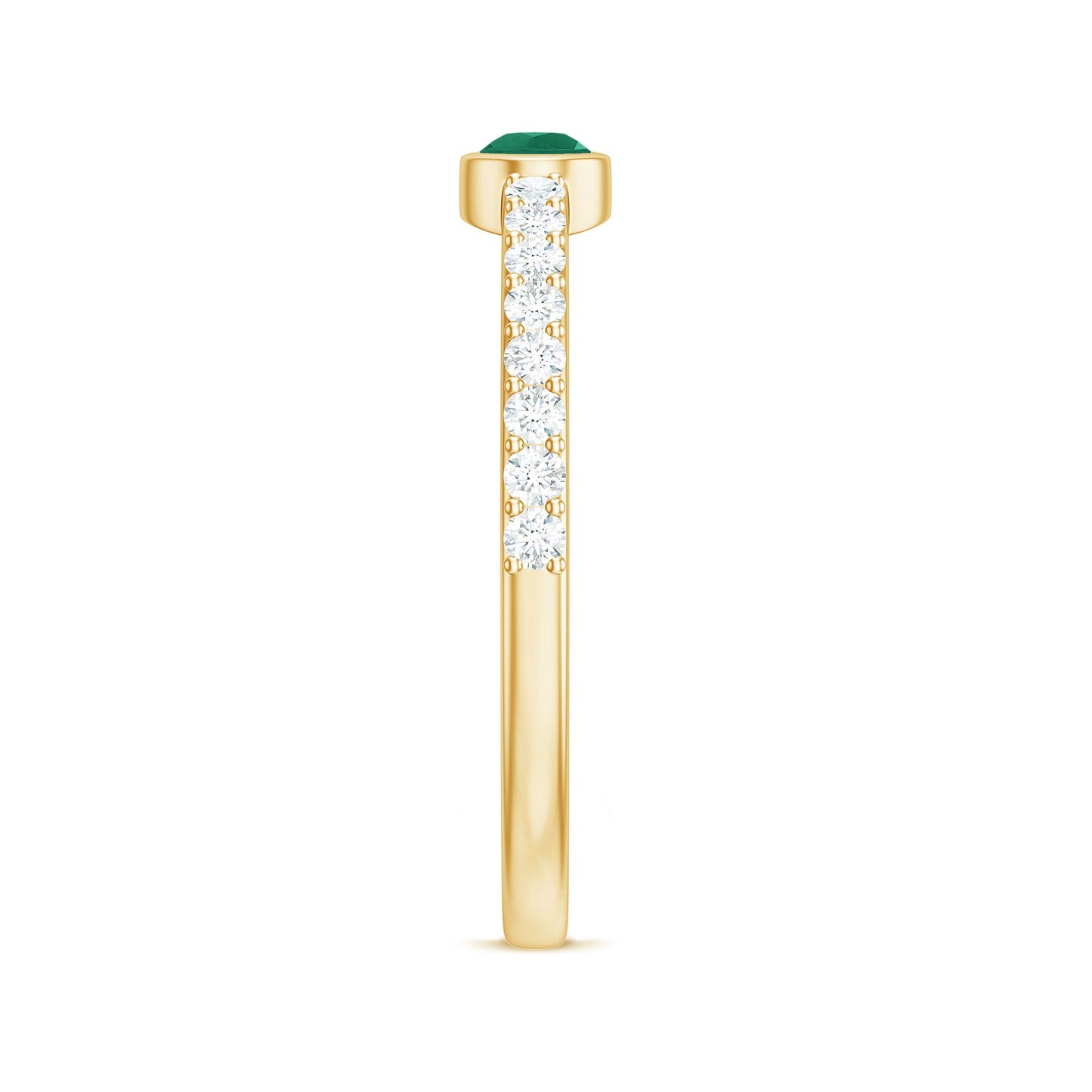 Natural Pear Shape Emerald Diamond Promise Ring in Bezel Setting