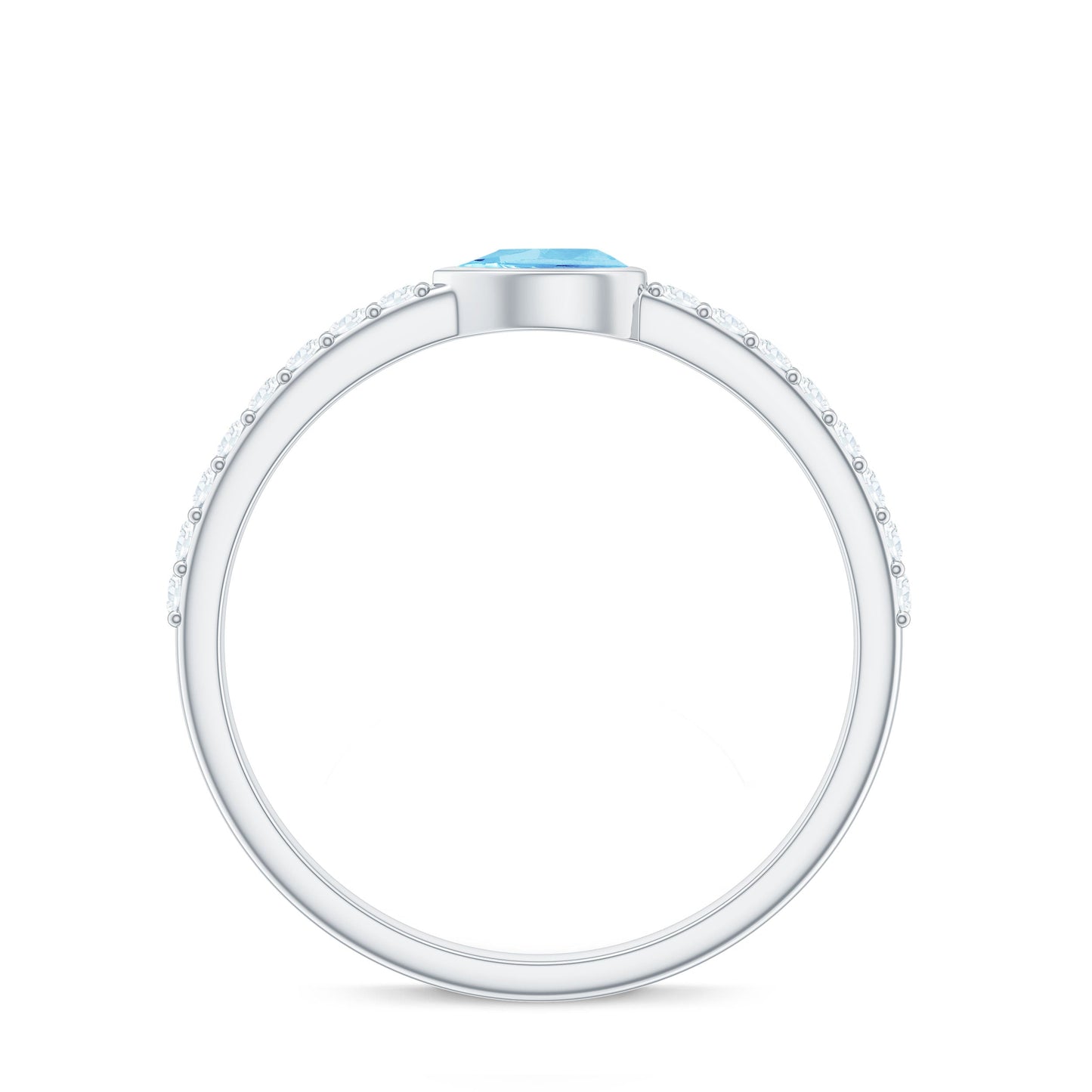 Pear Cut Aquamarine Promise Ring with Diamond