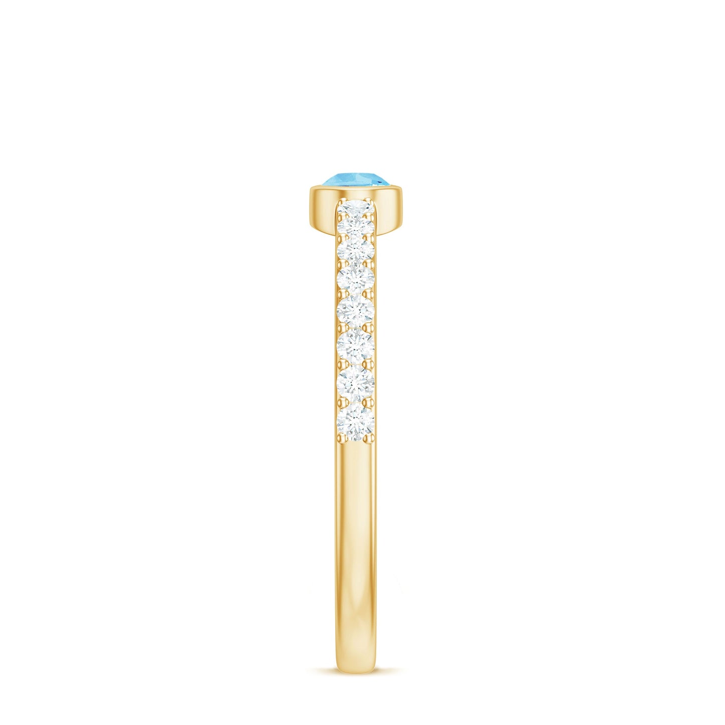 Pear Cut Aquamarine Promise Ring with Diamond