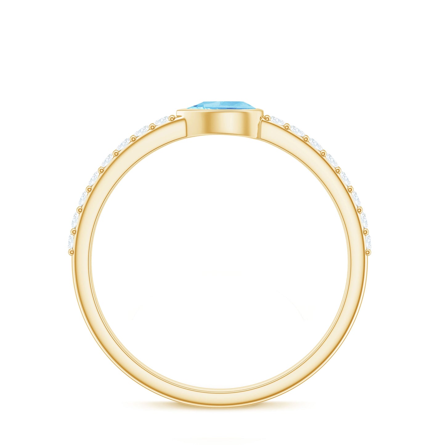 Pear Cut Aquamarine Promise Ring with Diamond