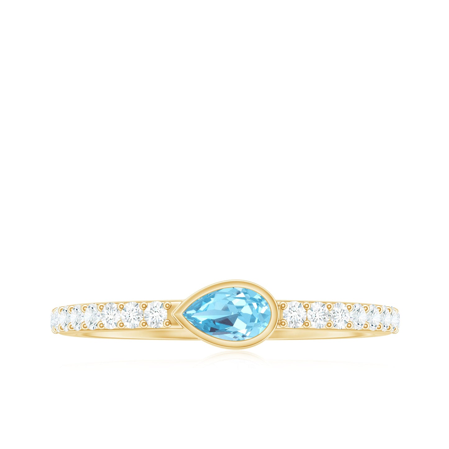 Pear Cut Aquamarine Promise Ring with Diamond