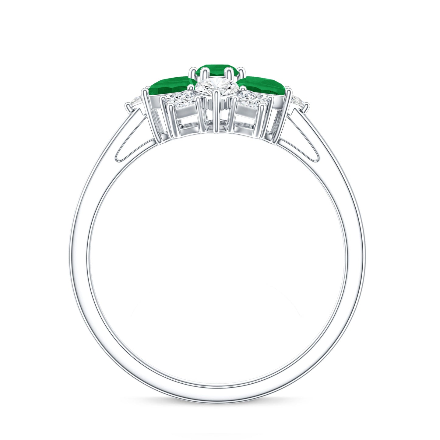 Genuine Emerald and Diamond Nature Inspired Statement Ring