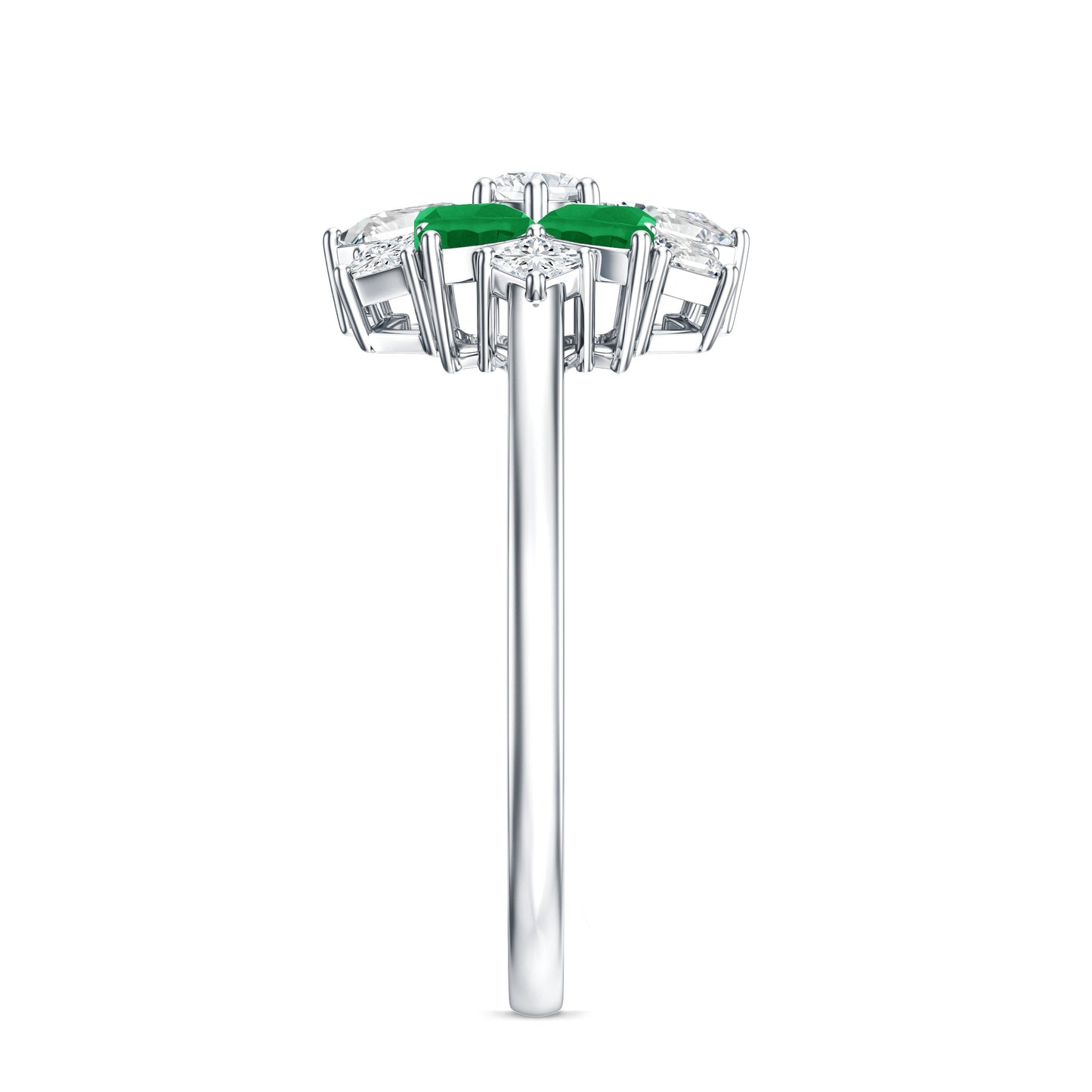 Genuine Emerald and Diamond Nature Inspired Statement Ring