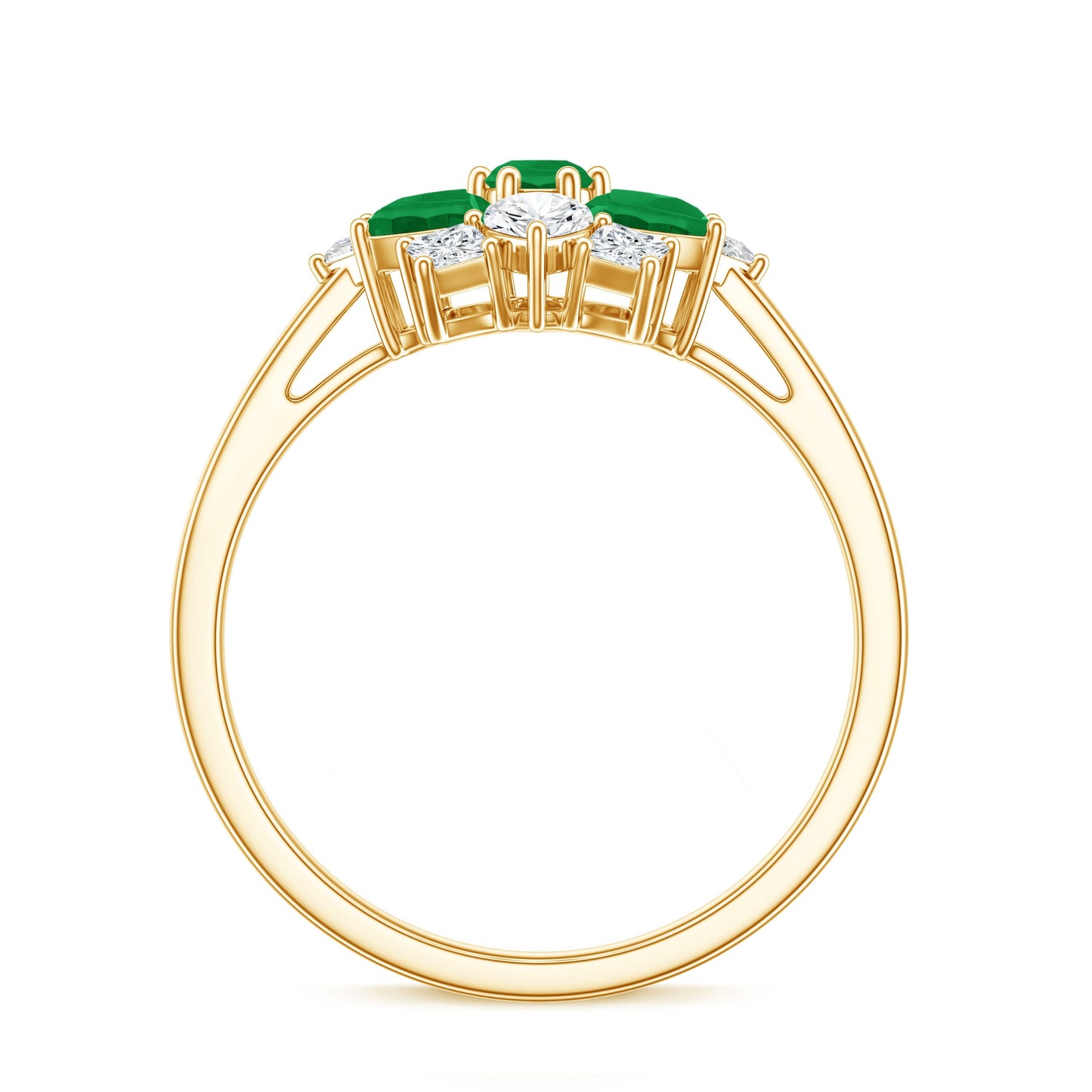 Genuine Emerald and Diamond Nature Inspired Statement Ring