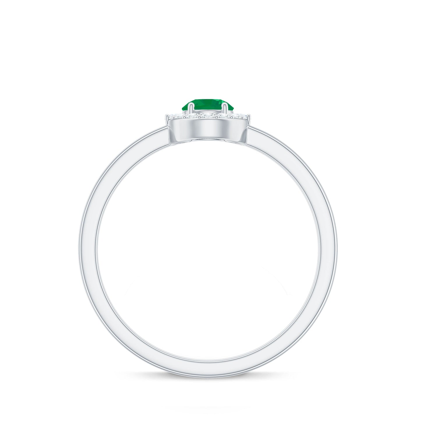 Natural Emerald Promise Ring with Diamond Halo