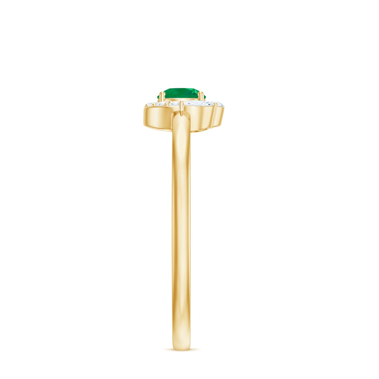 Natural Emerald Promise Ring with Diamond Halo