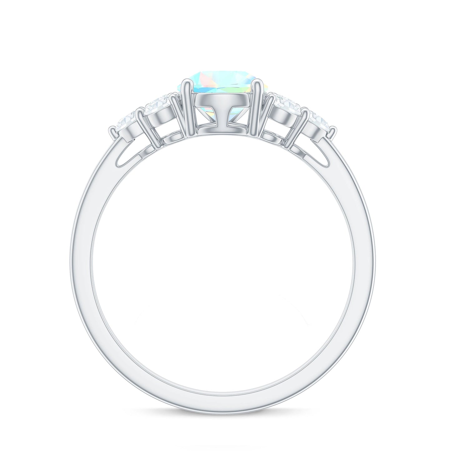Natural 2 Carat Ethiopian Opal Pear Shaped Engagement Ring with Diamond Trio