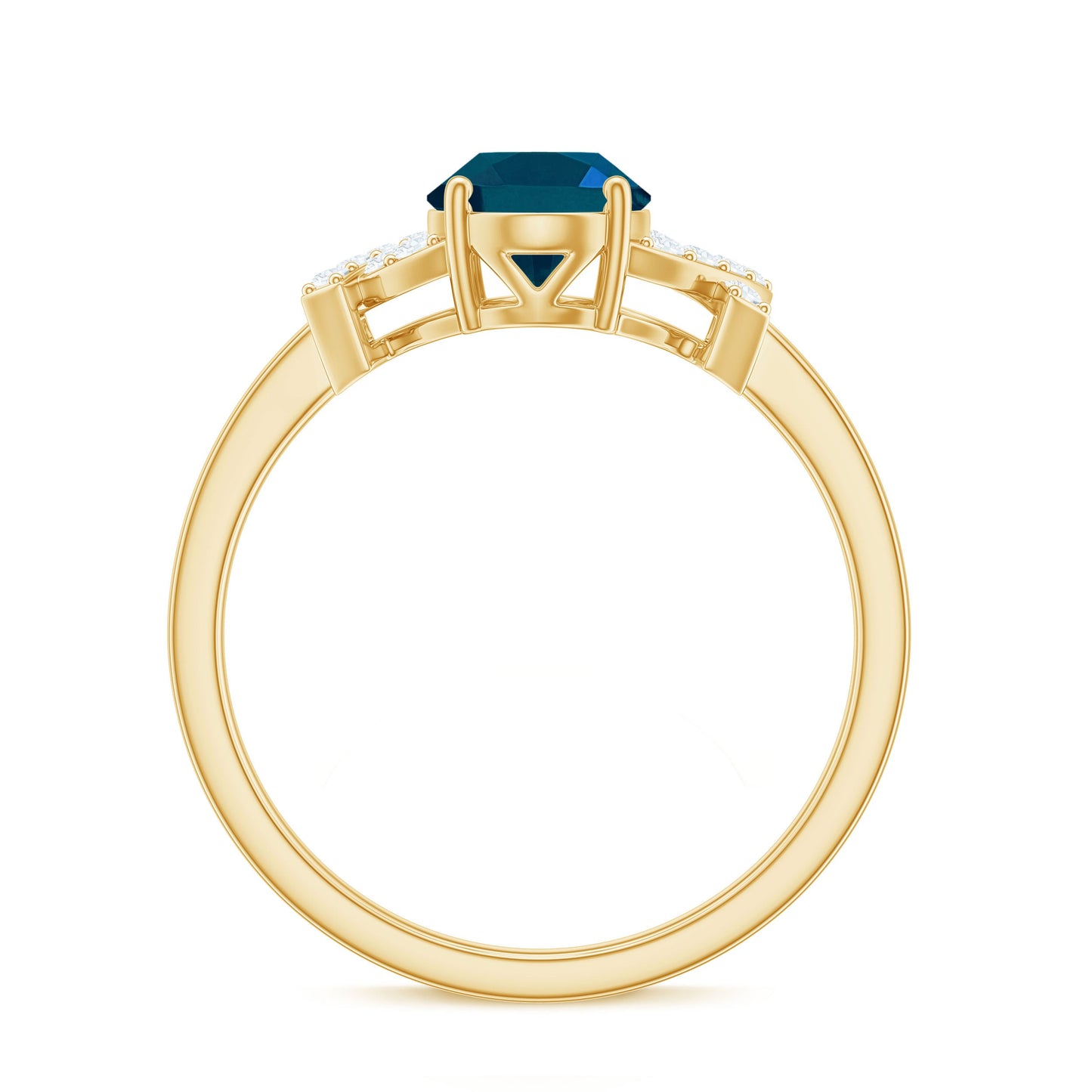 1 Carat Oval Cut London Blue Topaz Solitaire Engagement Ring with Split Shank