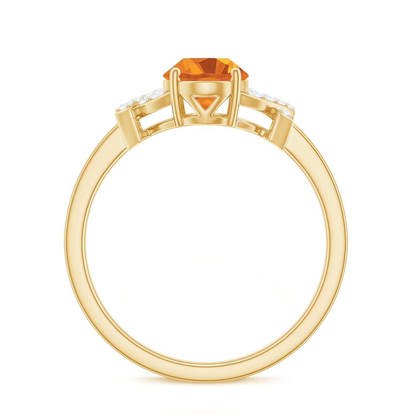 Natural 1 Carat Citrine Oval Engagement Ring with Diamond