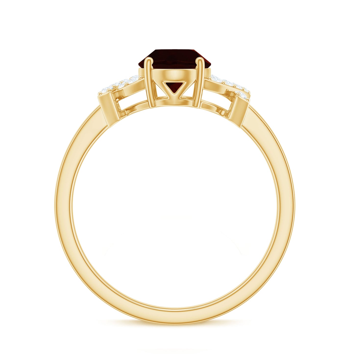Real 1.5 Carat Garnet Oval Engagement Ring with Diamond Split Shank