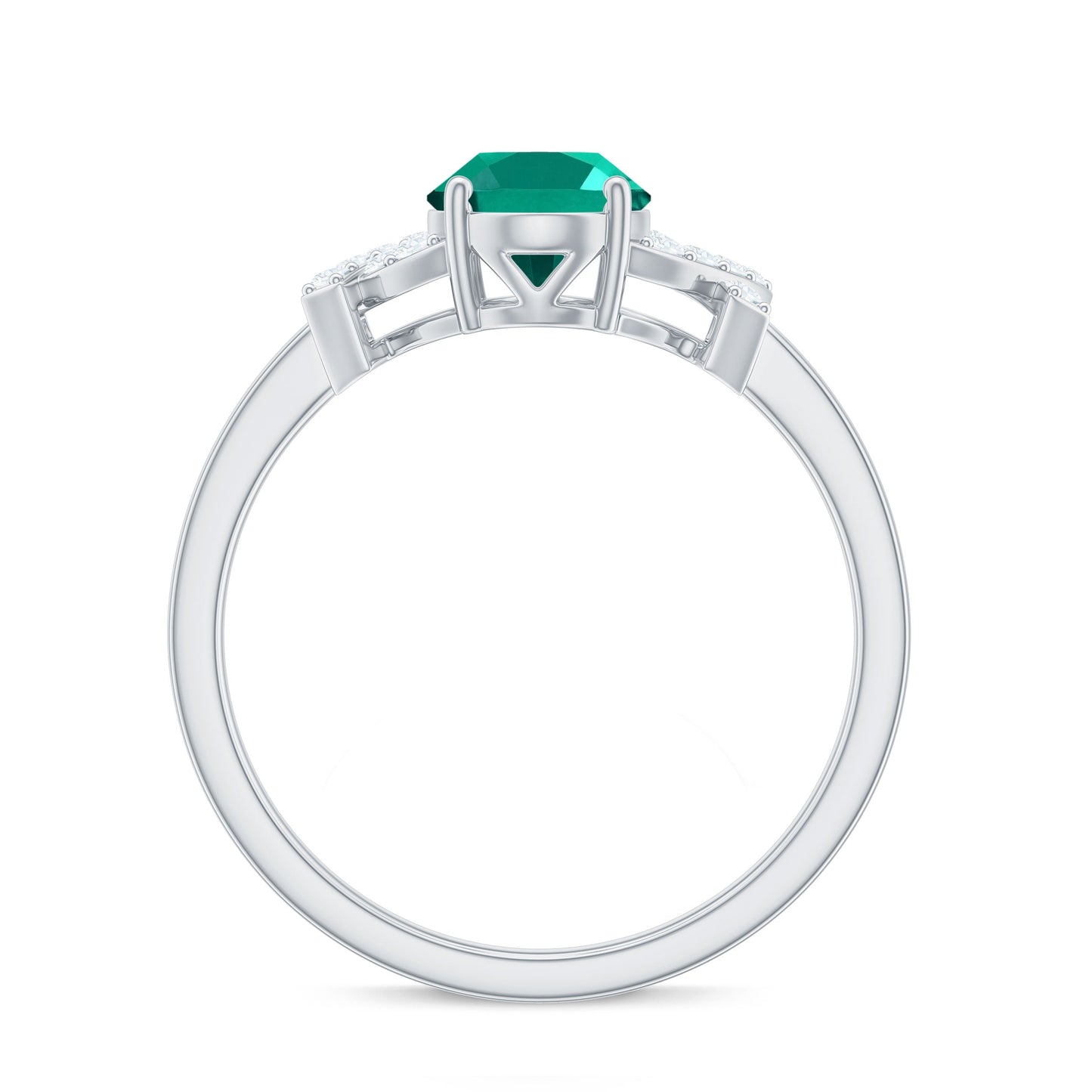 Certified 1.2 Carat Lab Grown Emerald Oval Engagement Ring with Diamond