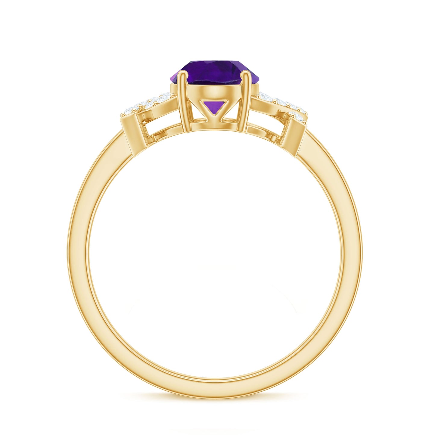 Real 1 Carat Amethyst Oval Engagement Ring with Diamond Split Shank