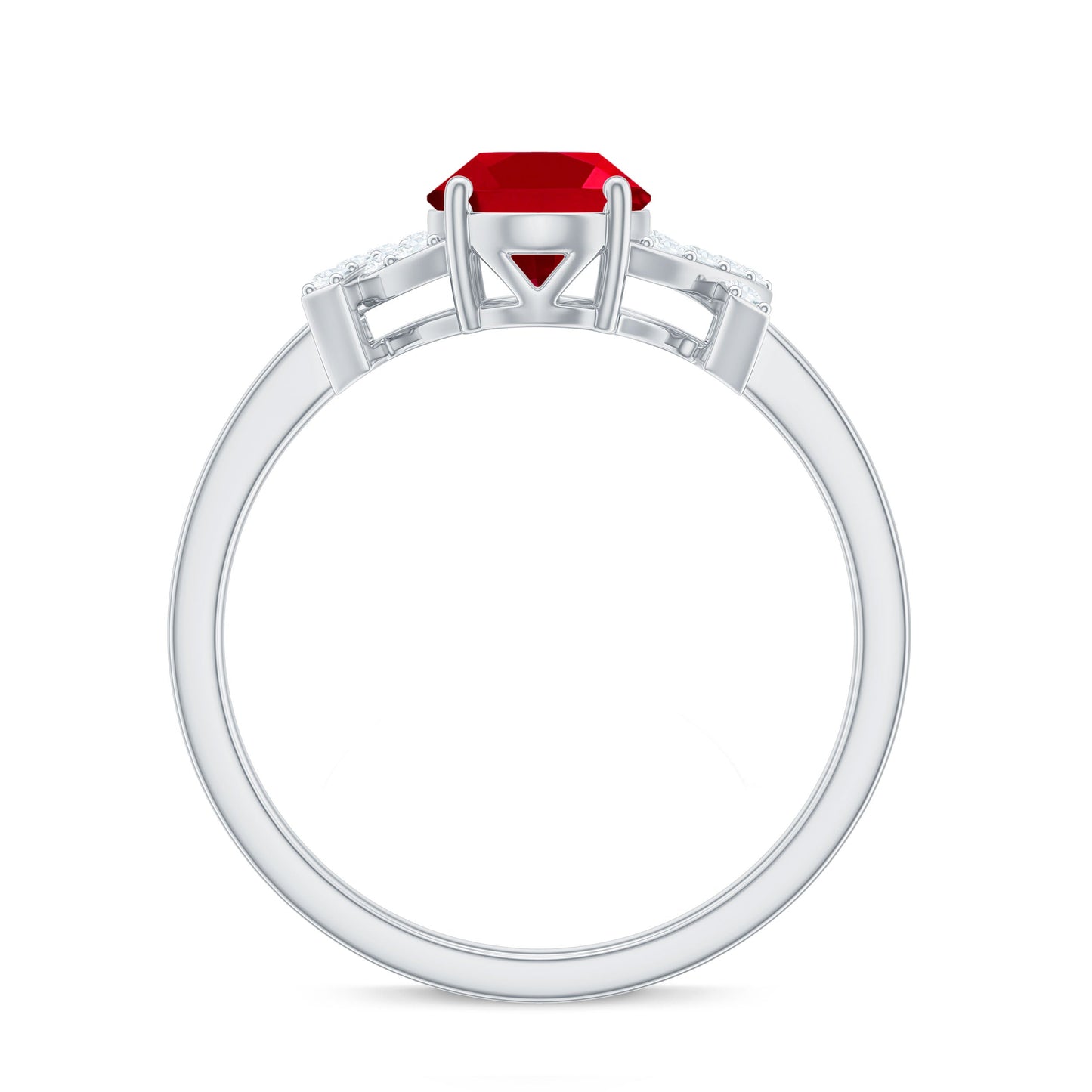 Certified 1.5 Carat Lab Grown Ruby Oval Engagement Ring with Diamond Split Shank
