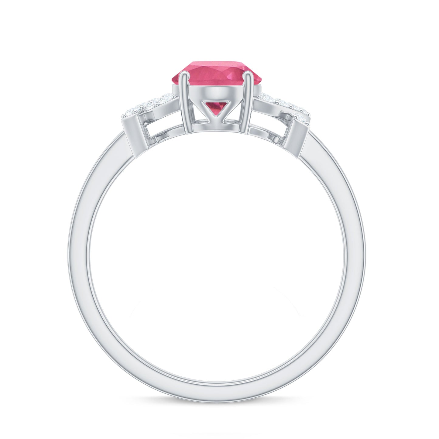 Split Shank Oval Pink Tourmaline and Diamond Solitaire Engagement Ring