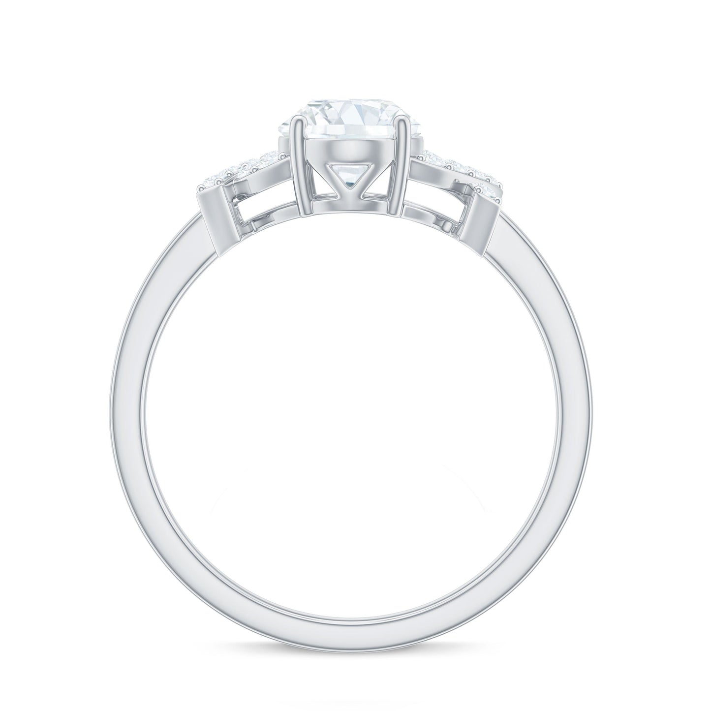 Certified Moissanite Oval Engagement Ring in Split Shank