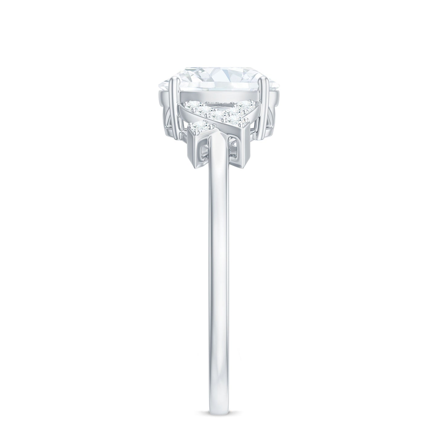 Certified Moissanite Oval Engagement Ring in Split Shank
