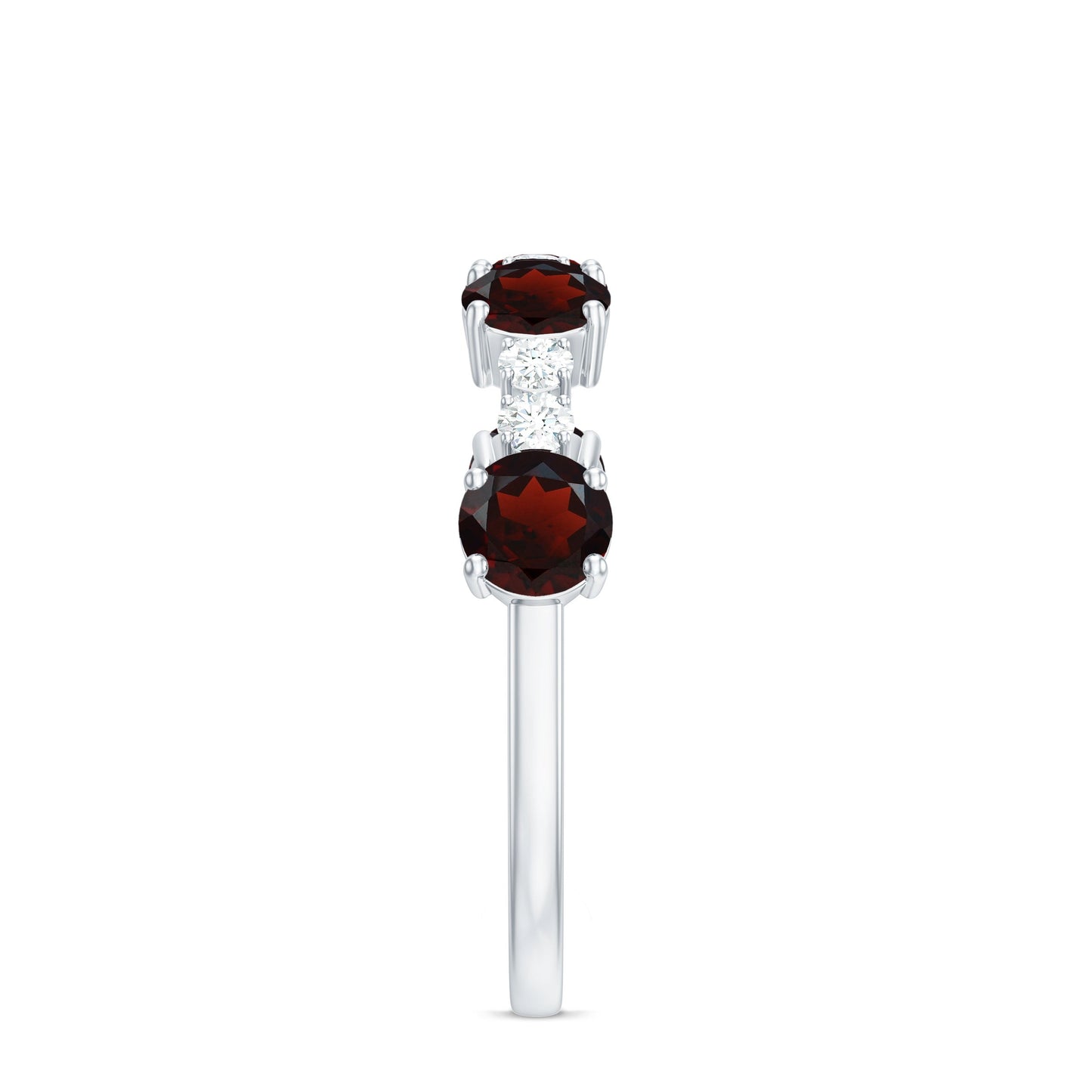 Genuine Garnet Half Eternity Ring with Diamond