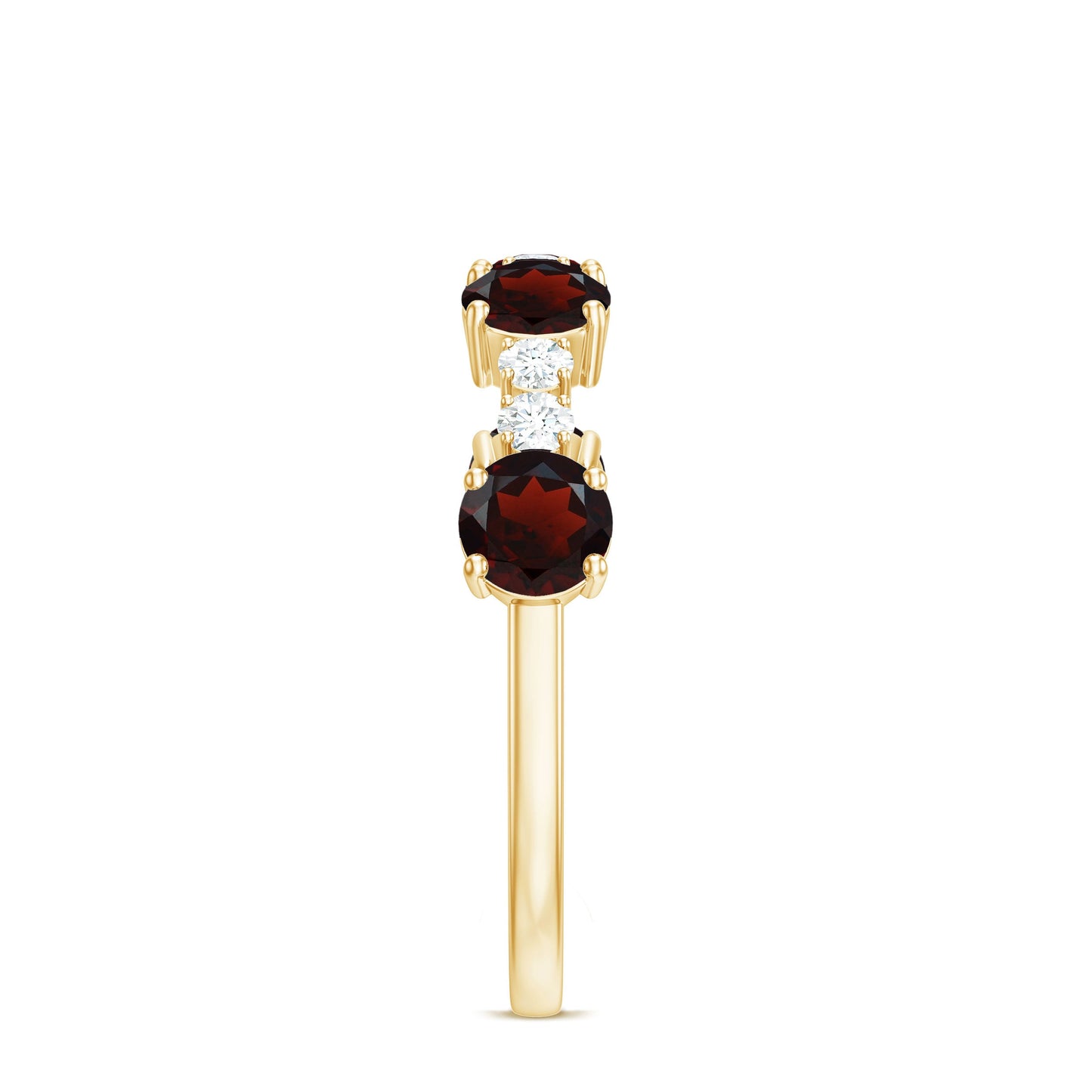 Genuine Garnet Half Eternity Ring with Diamond