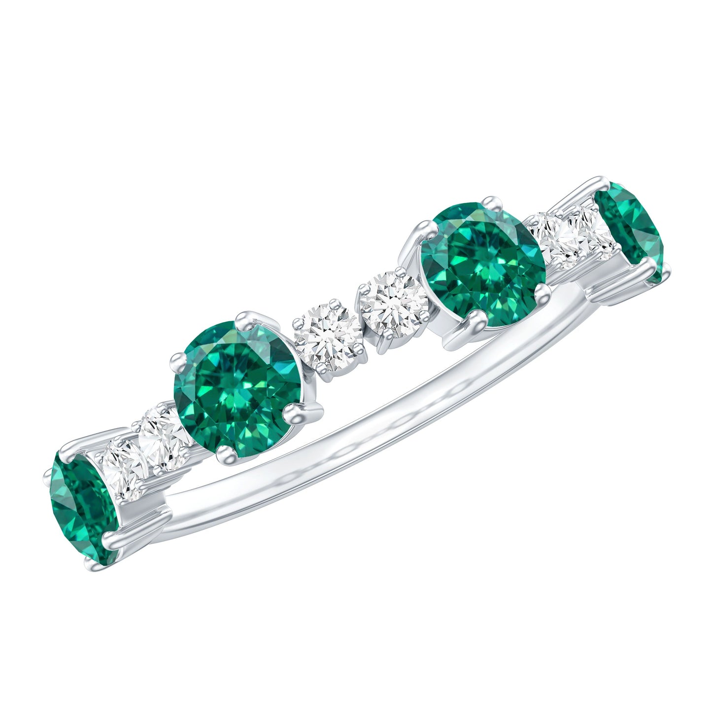 Certified Lab Grown Emerald Diamond Half Eternity Ring in Prong Set