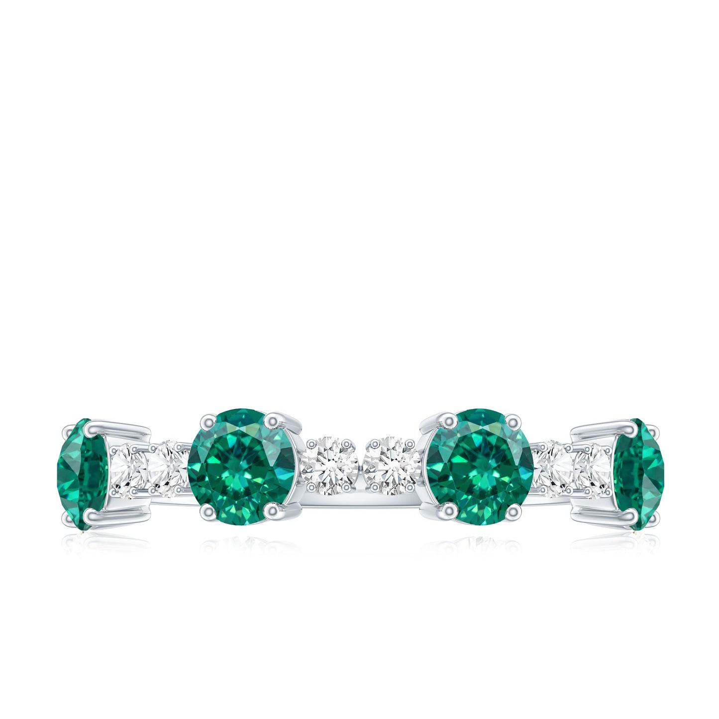Certified Lab Grown Emerald Diamond Half Eternity Ring in Prong Set