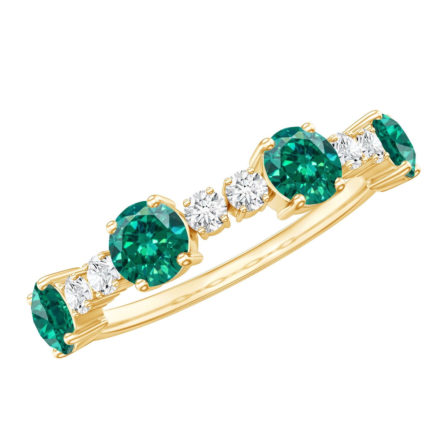 Certified Lab Grown Emerald Diamond Half Eternity Ring in Prong Set