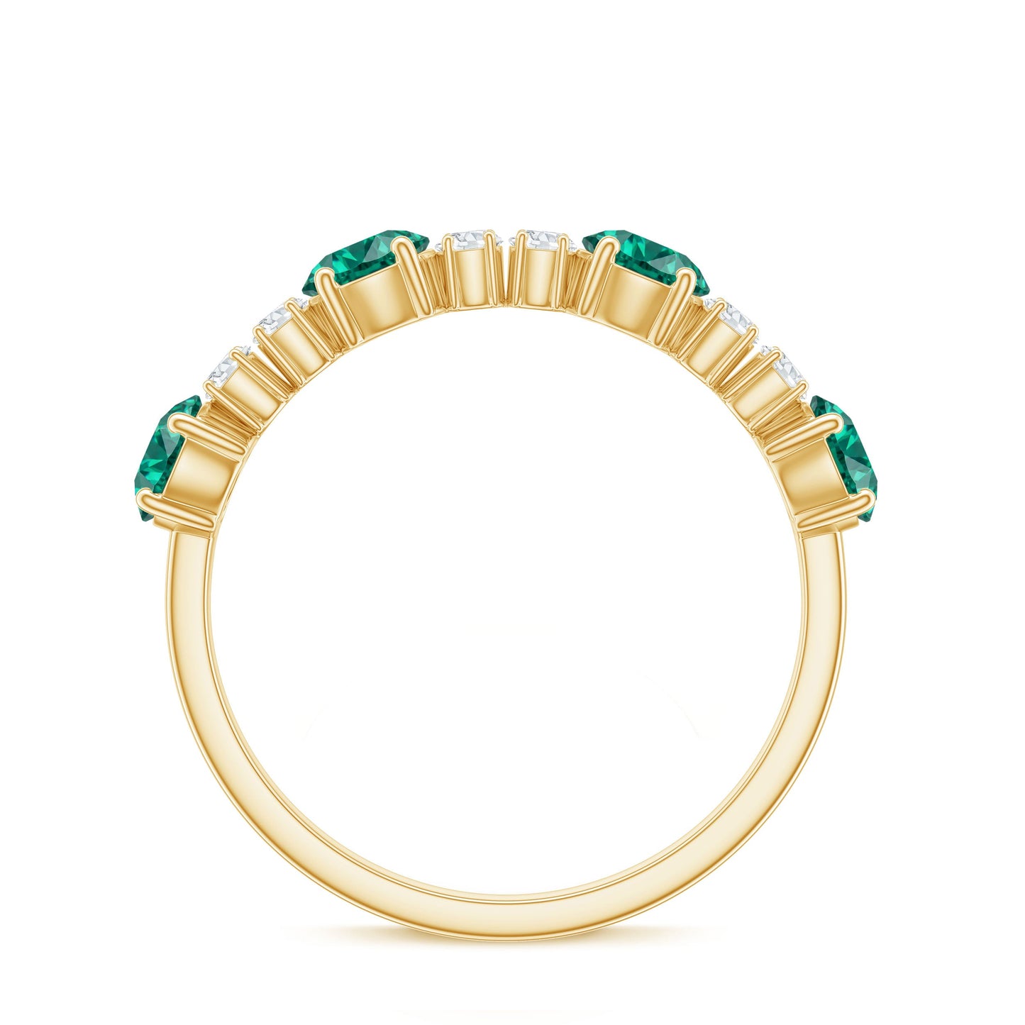 Certified Lab Grown Emerald Diamond Half Eternity Ring in Prong Set