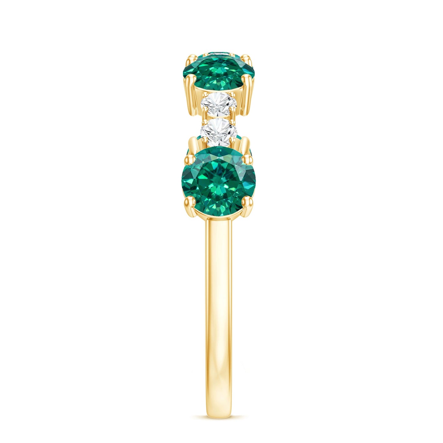 Certified Lab Grown Emerald Diamond Half Eternity Ring in Prong Set