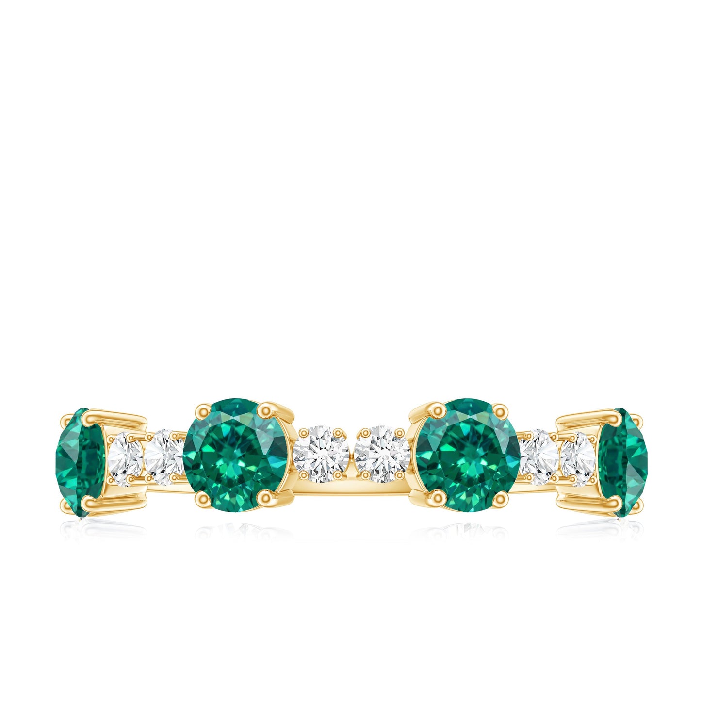Certified Lab Grown Emerald Diamond Half Eternity Ring in Prong Set