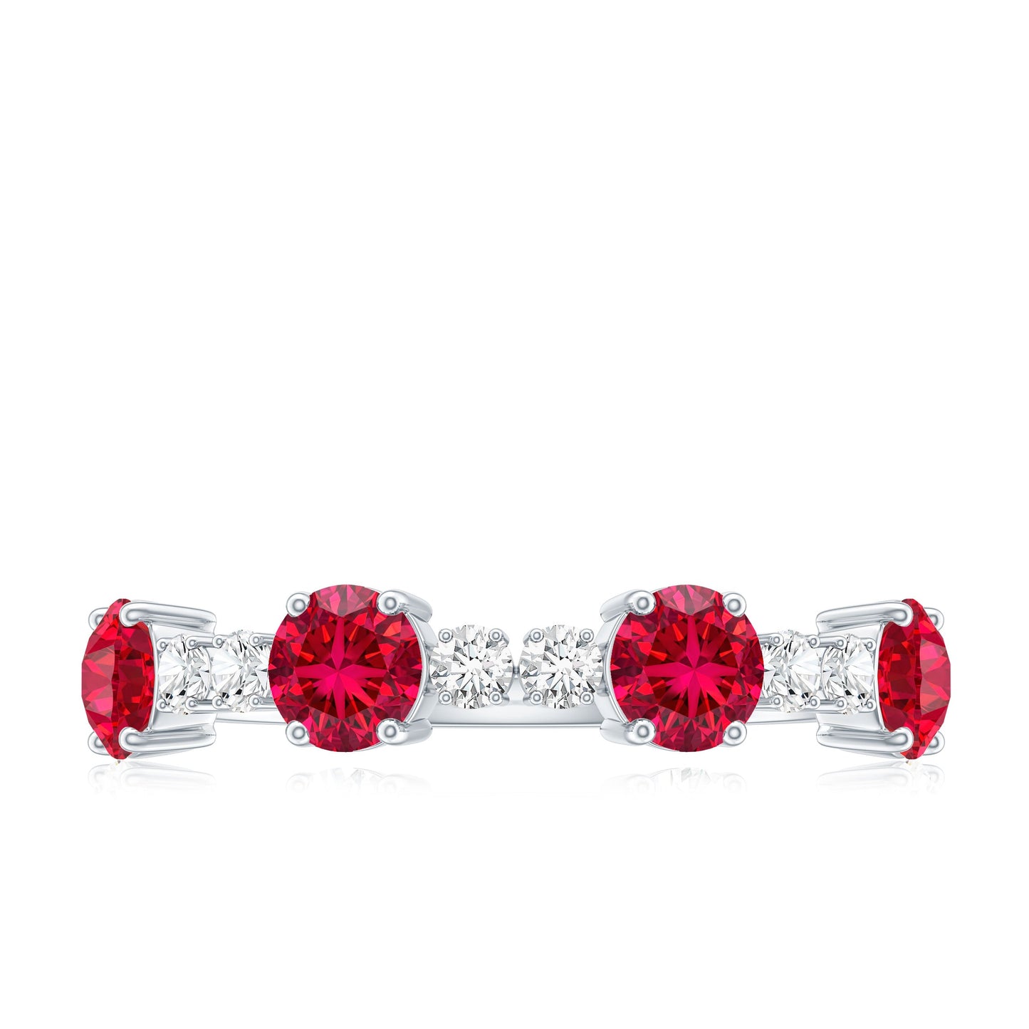 Certified Lab Grown Ruby Half Eternity Ring with Diamond