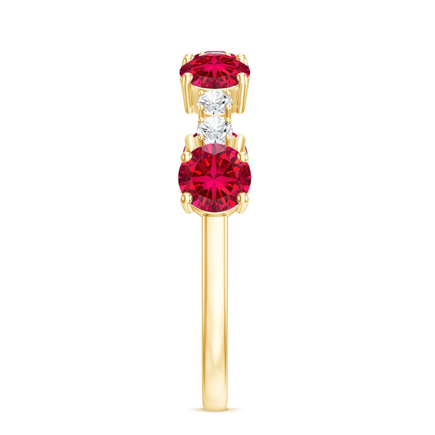 Certified Lab Grown Ruby Half Eternity Ring with Diamond