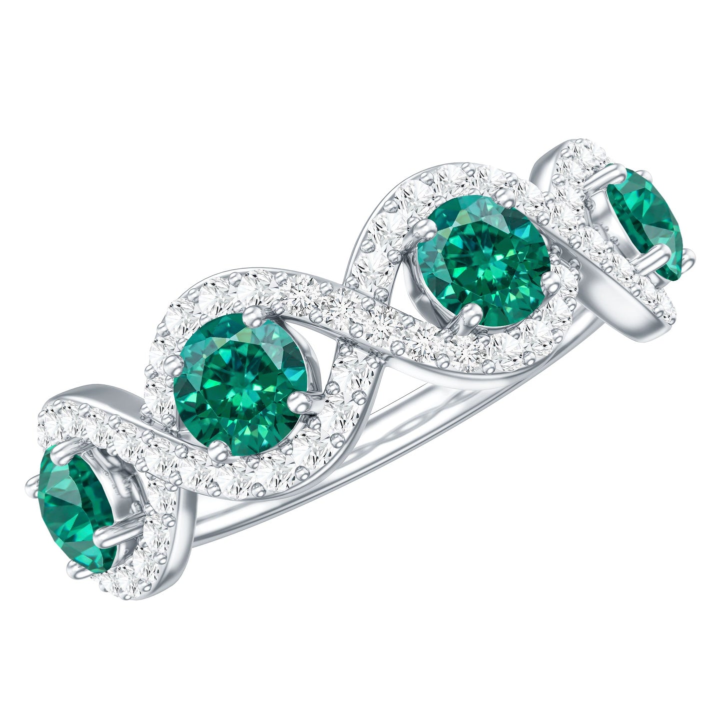 Certified Lab Grown Emerald Diamond Infinity Half Eternity Band