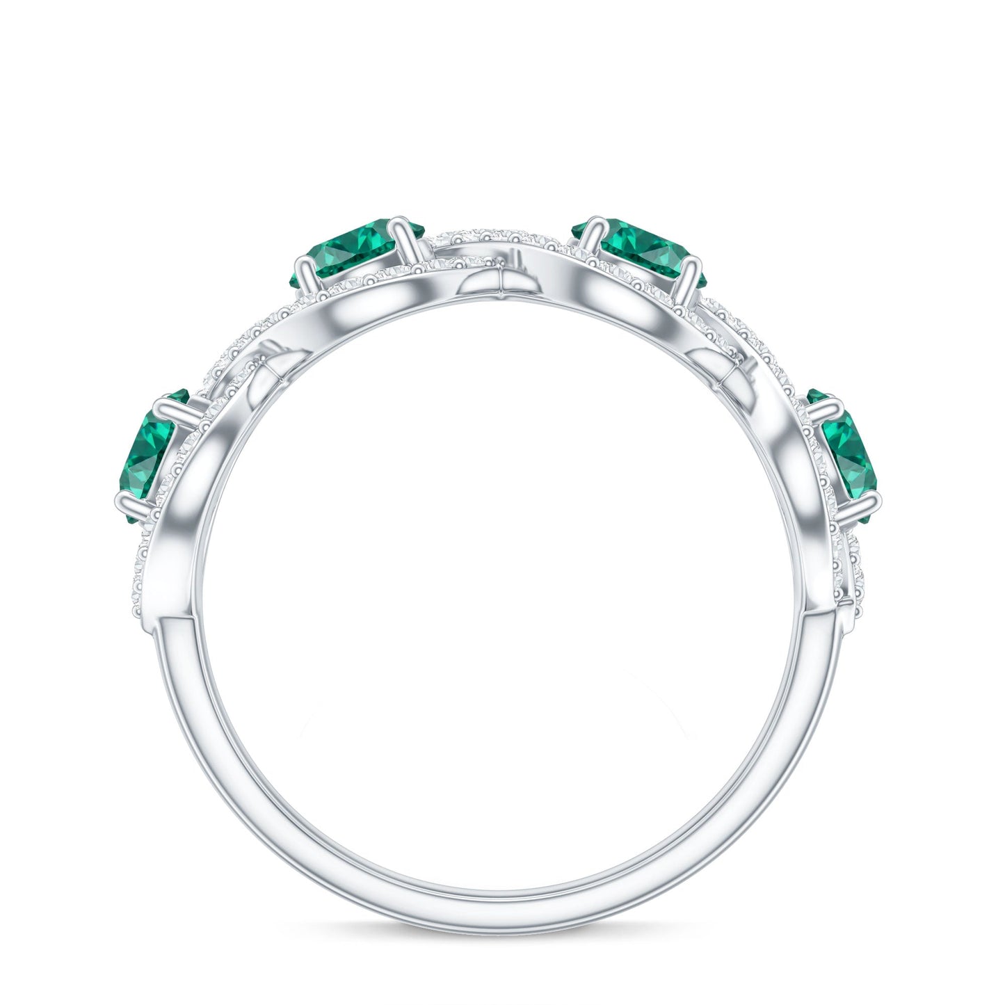 Certified Lab Grown Emerald Diamond Infinity Half Eternity Band