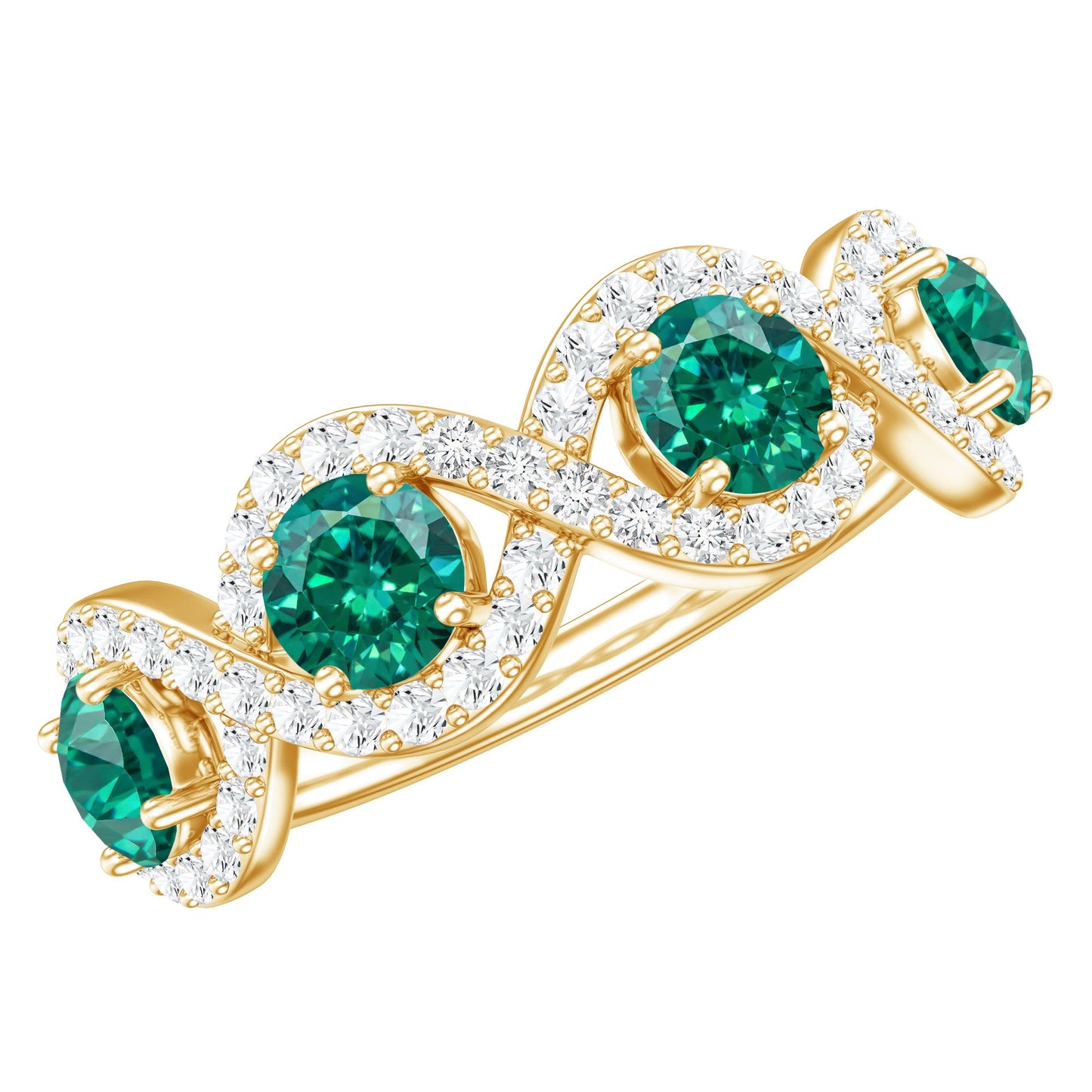 Certified Lab Grown Emerald Diamond Infinity Half Eternity Band