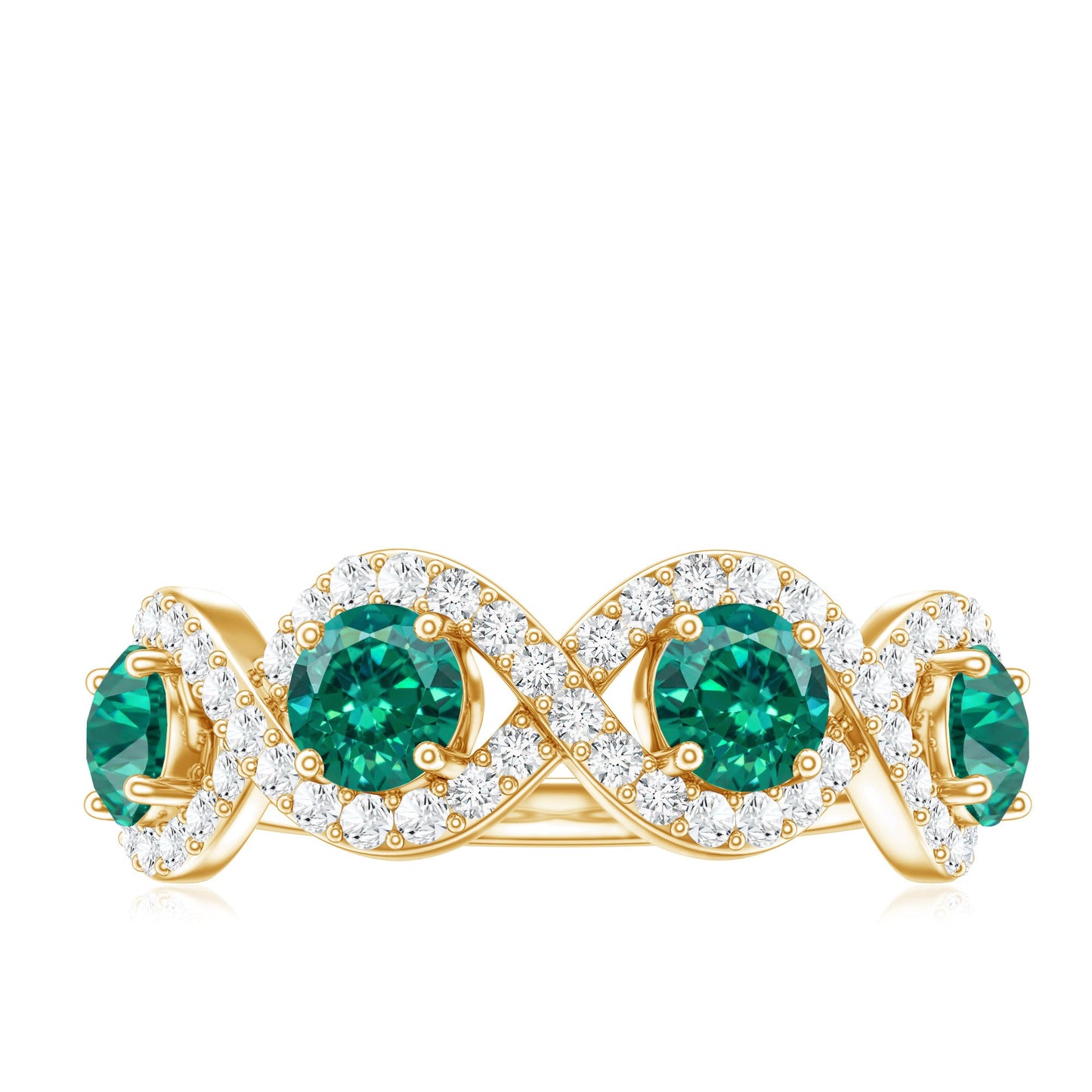 Certified Lab Grown Emerald Diamond Infinity Half Eternity Band