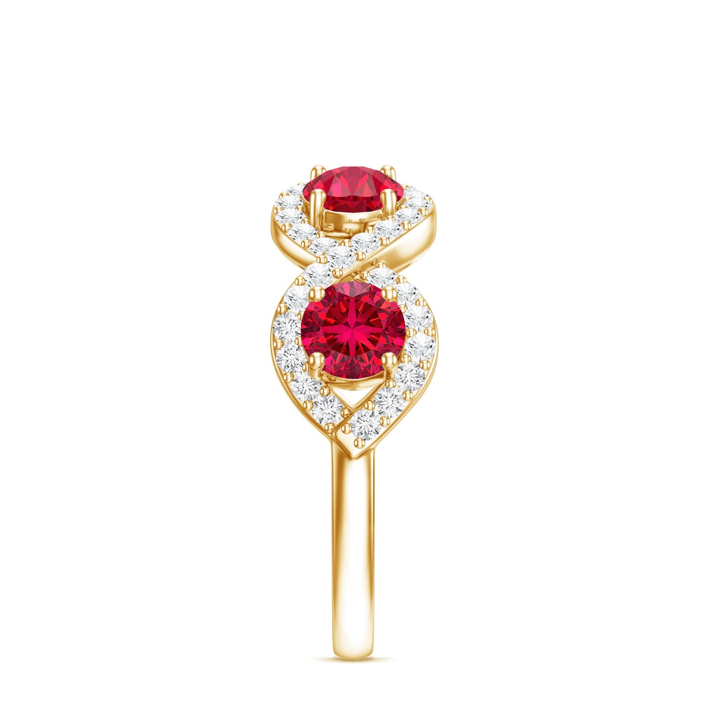 Certified Lab Created Ruby Half Eternity Infinity Ring with Diamond