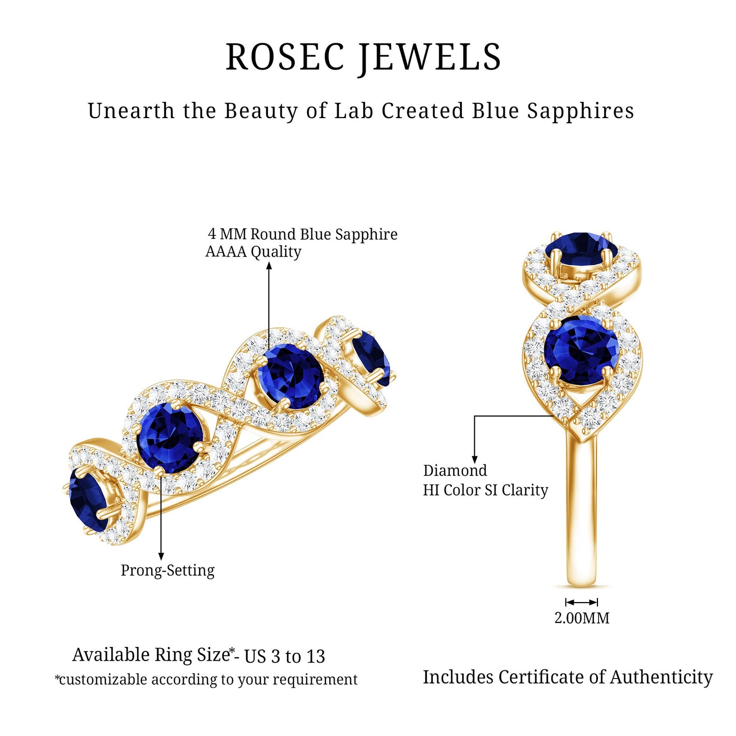 Lab-Created Blue Sapphire and Diamond Braided Half Eternity Band Ring
