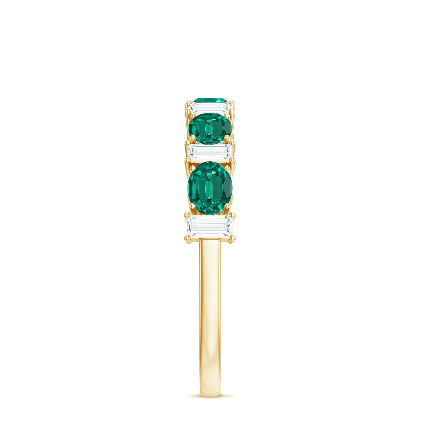 Certified Lab Grown Emerald Half Eternity Ring with Moissanite