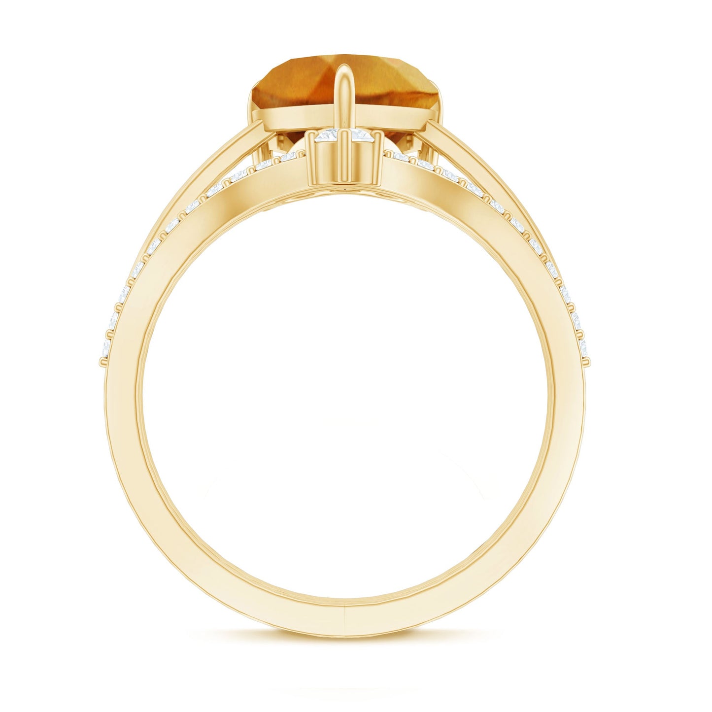 Natural Citrine Heart Engagement Ring with Diamond Enhancer