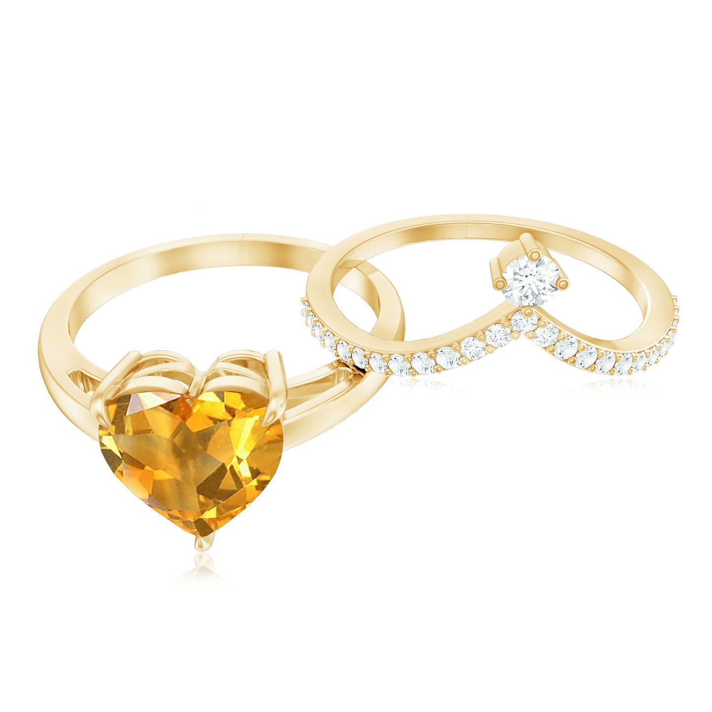 Natural Citrine Heart Engagement Ring with Diamond Enhancer