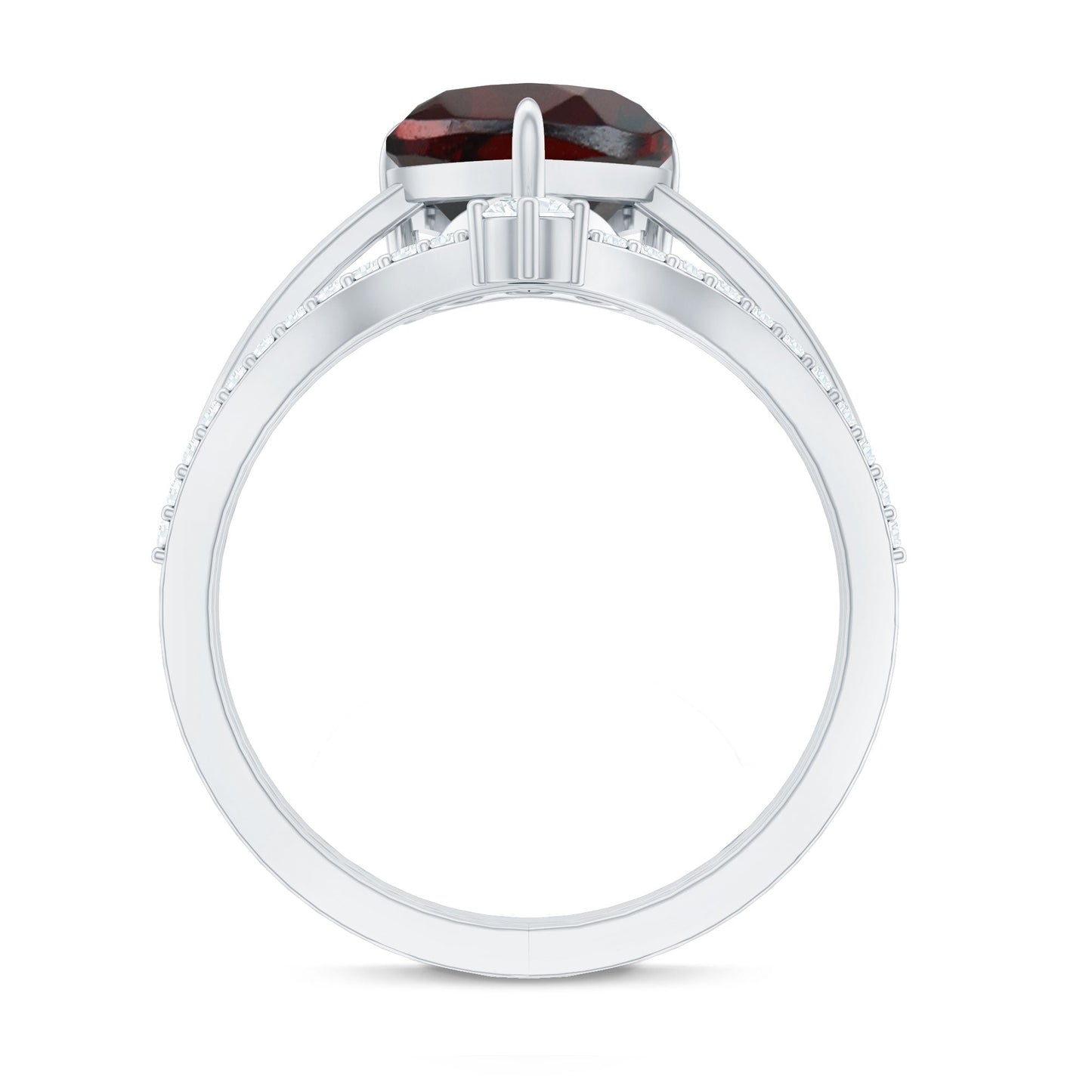 Natural Garnet Heart Shaped Engagement Ring with Diamond Enhancer