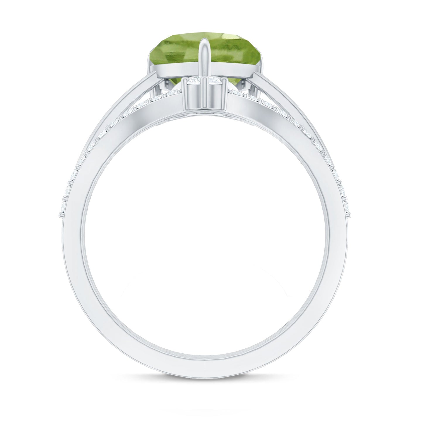 Natural 2 Carat Peridot Heart Engagement Ring with Diamond Enhancer