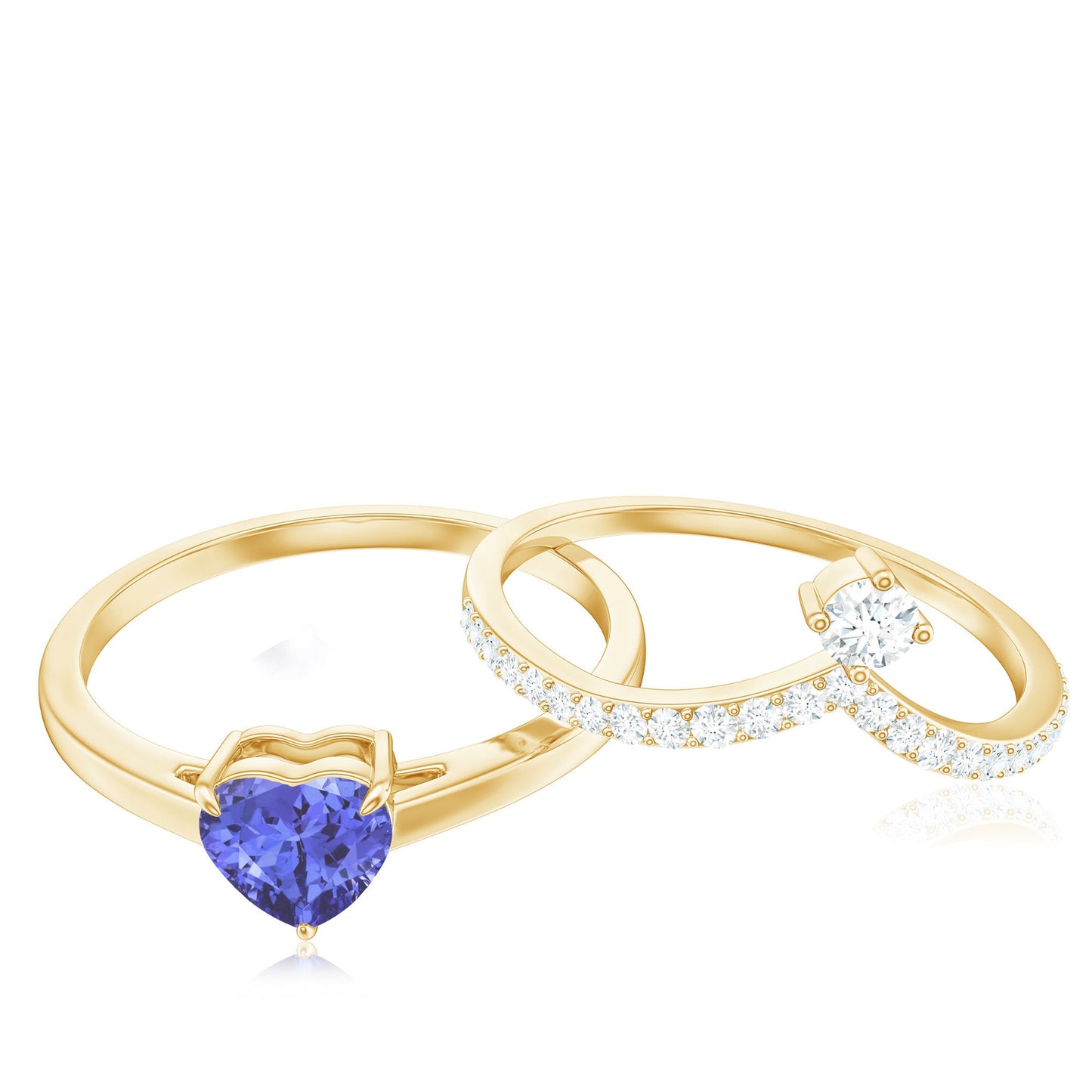 Natural Tanzanite Heart Engagement Ring with Chevron Diamond Enhancer