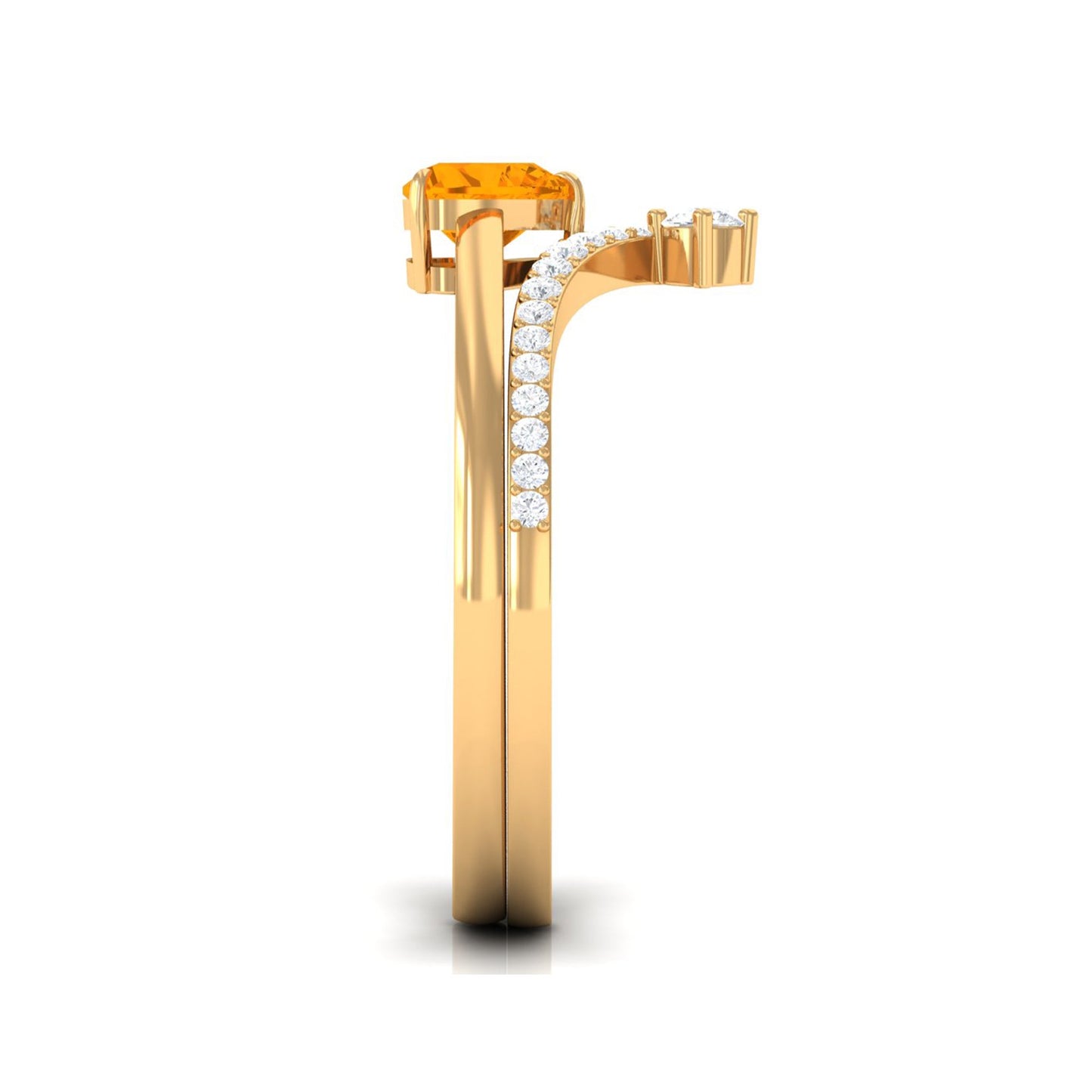 Heart Fire Opal and Diamond Ring Set