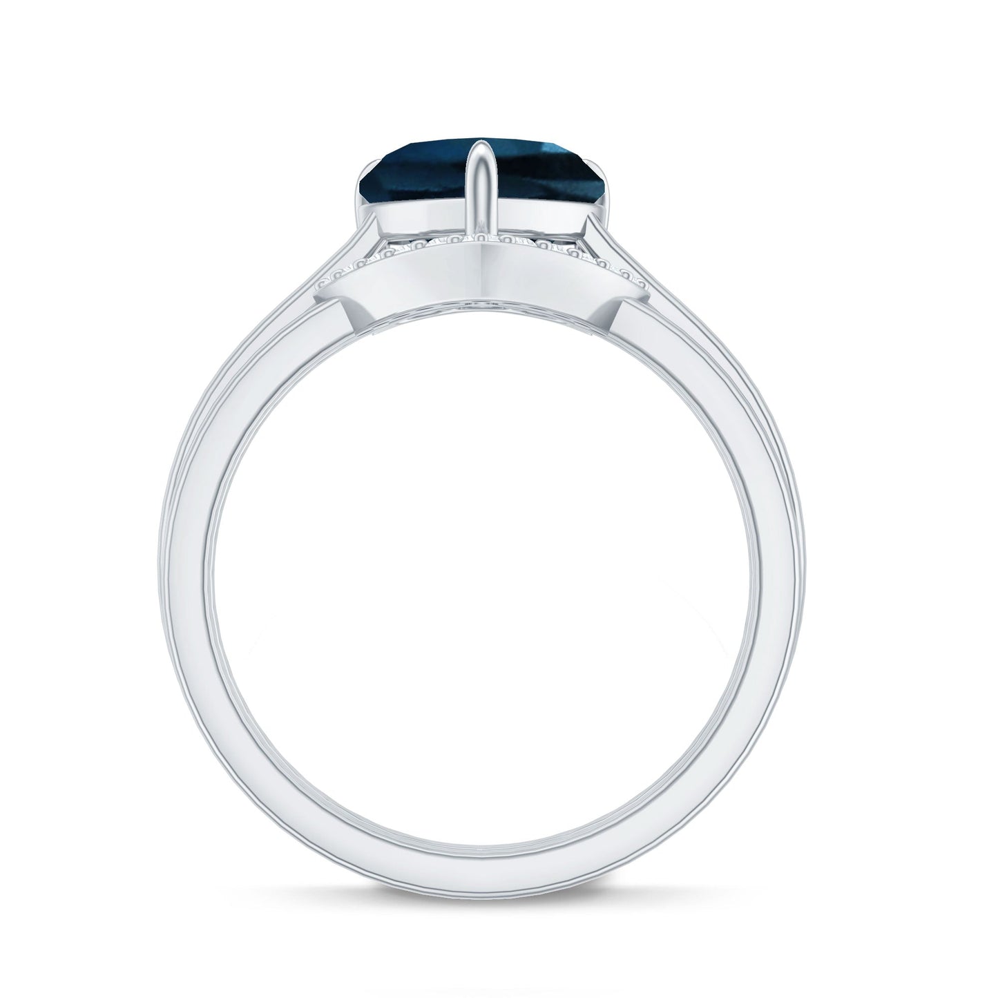 2 Carat London Blue Topaz Heart Ring Set with Diamond