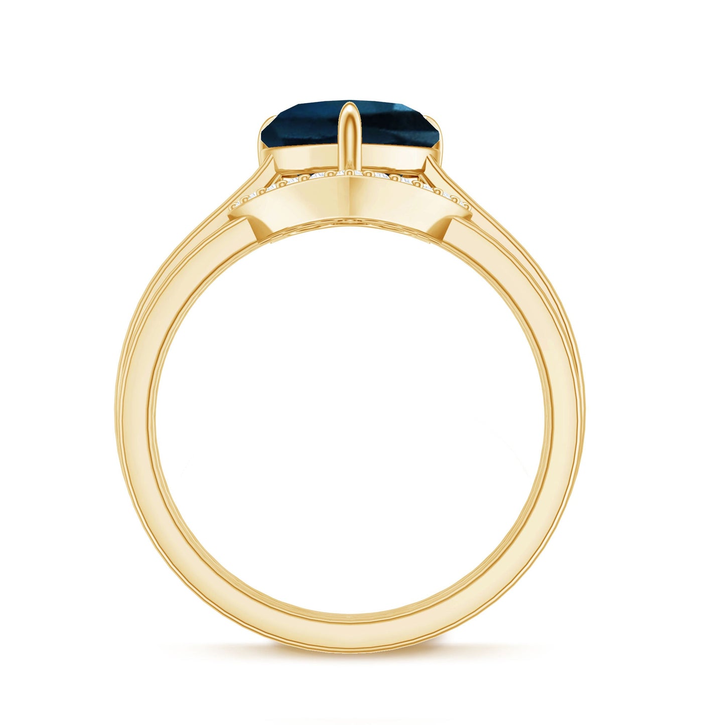 2 Carat London Blue Topaz Heart Ring Set with Diamond