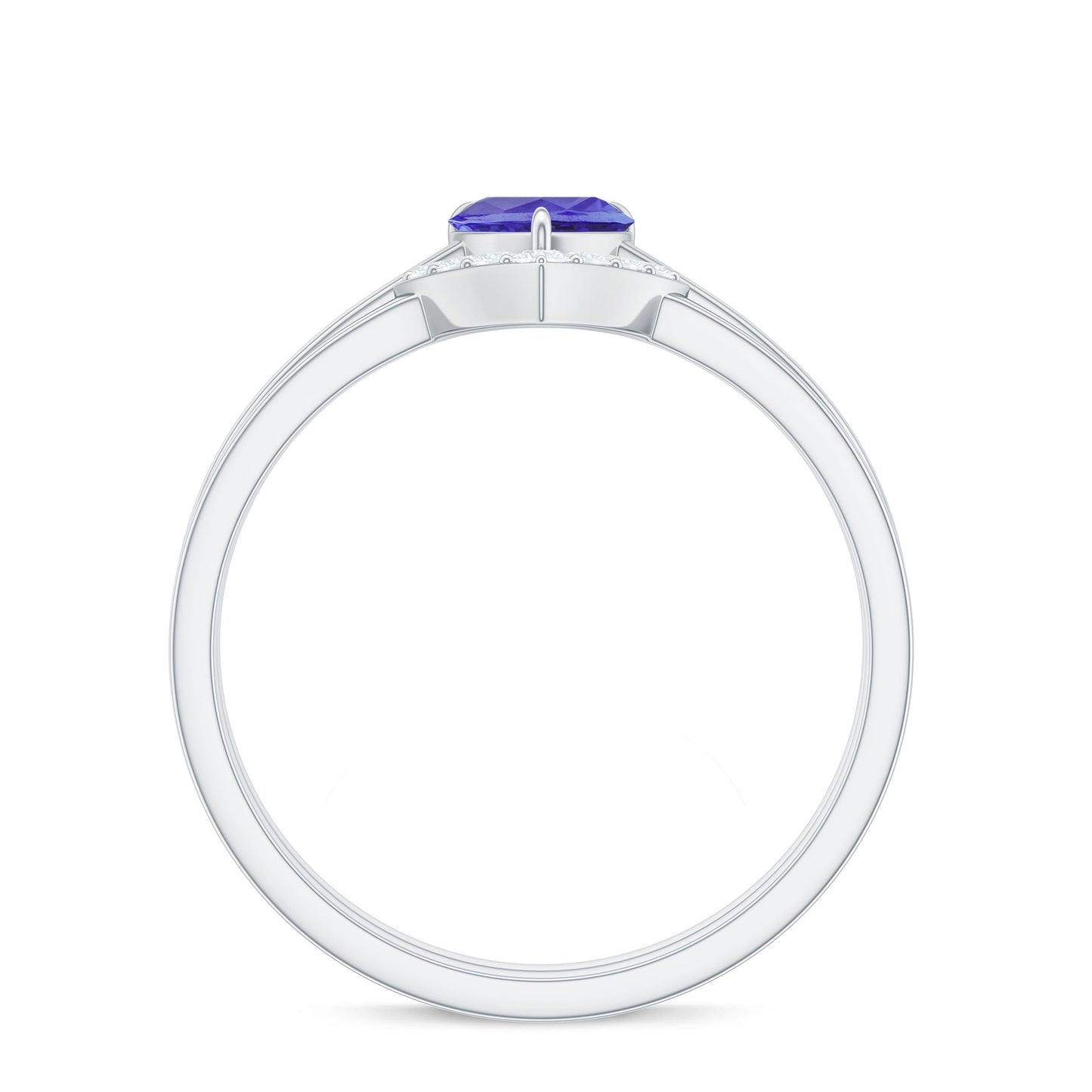 Natural Heart Shape Tanzanite Diamond Wedding Engagement Ring Set