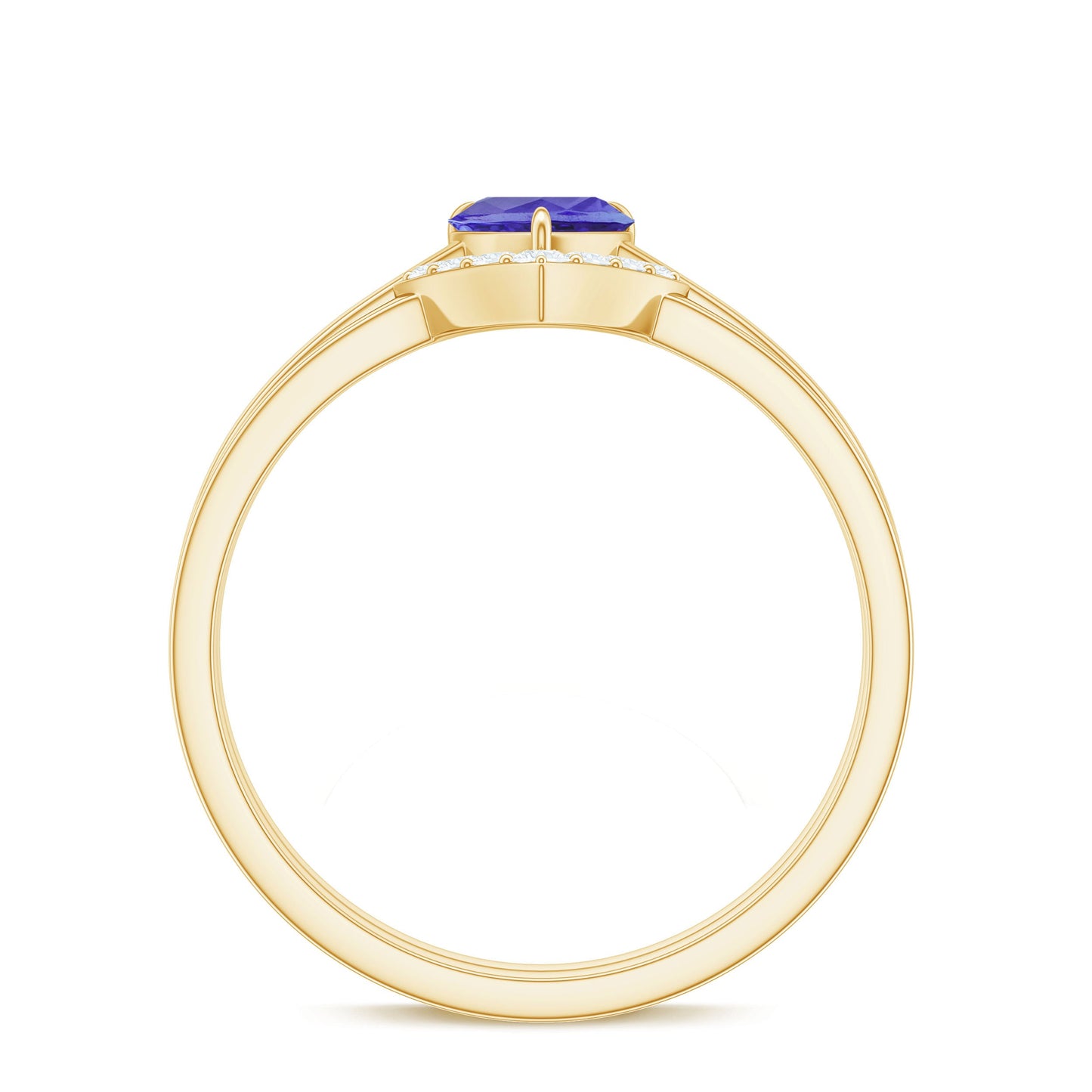 Natural Heart Shape Tanzanite Diamond Wedding Engagement Ring Set