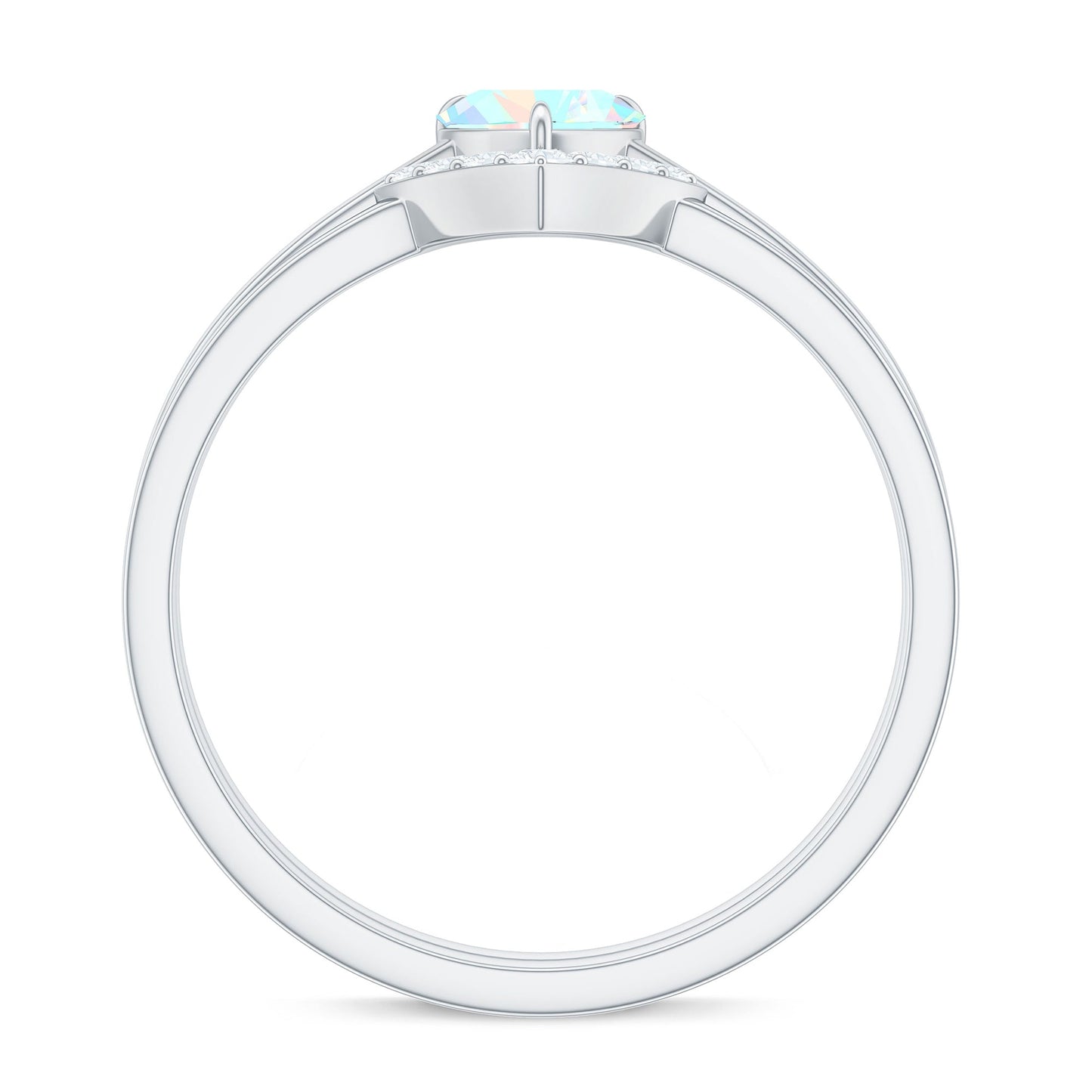 Ethiopian Opal Heart Engagement Ring with Diamond Wedding Band